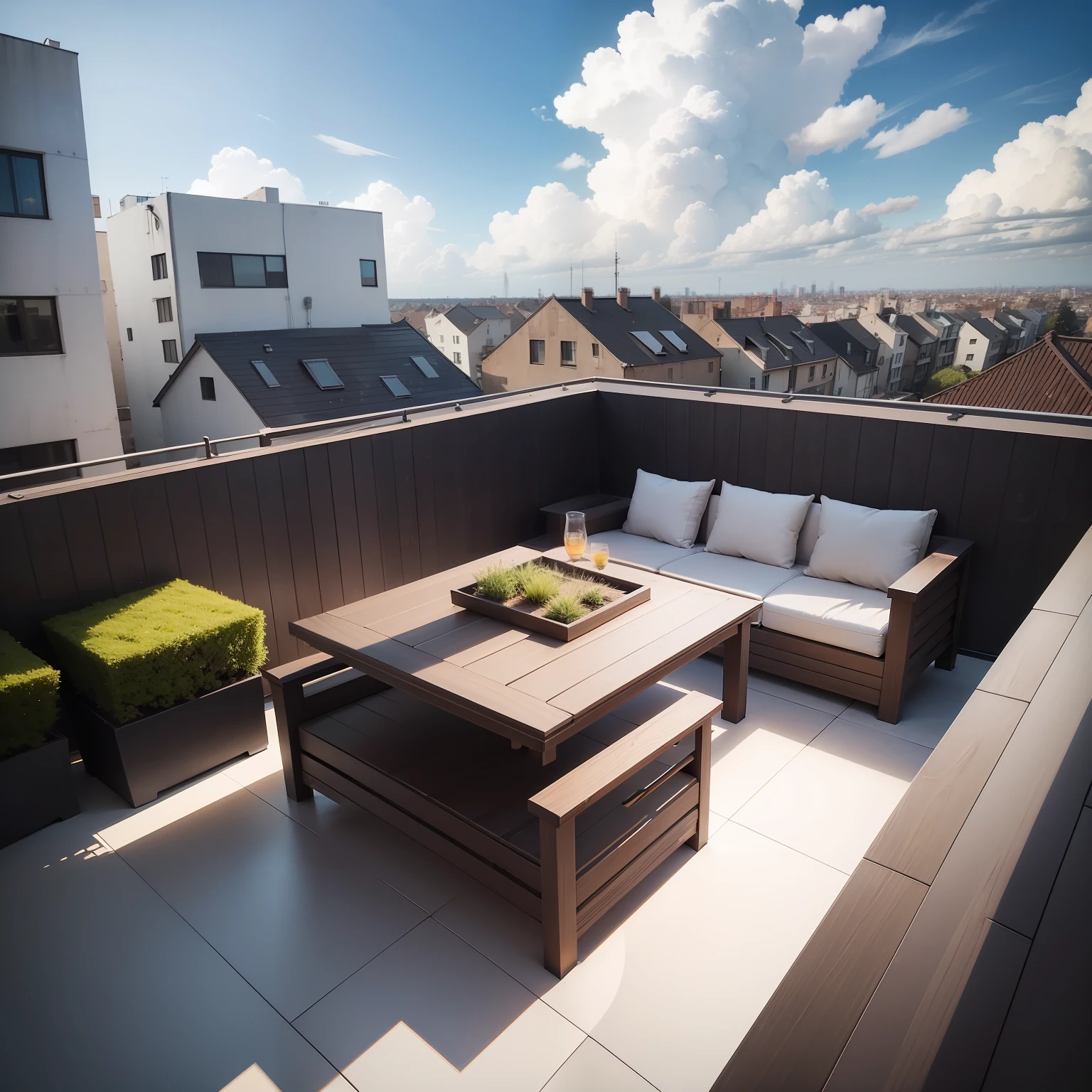 Rooftop Urban Escape, Transform your rooftop into a stylish living area.