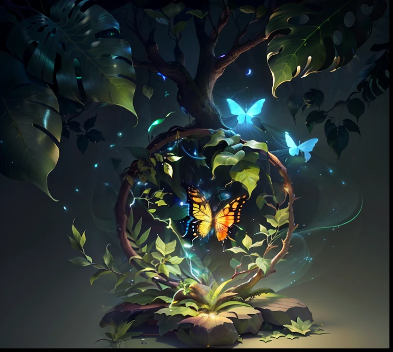 A masterpiece, Best quality, (Blank background), (Blank in the middle), (Extremely detailed Cg Unity 8K wallpaper), (Best quality), (Best Illustration), (Best shadow), UI interface The border design features natural elements of the forest theme. The avatar frame is designed in a round shape, Surrounded by delicate leaves and branches, with fireflies and glowing particle effects, (UI interface frame design), (nature elements), (Jungle theme), (Square), (Leaves) , (tree branch), (glowworm), Butterflies, (Delicate leaves), (Glow), (particle fx). , Isometric 3D, Octane rendering, Ray tracing, Super detailed