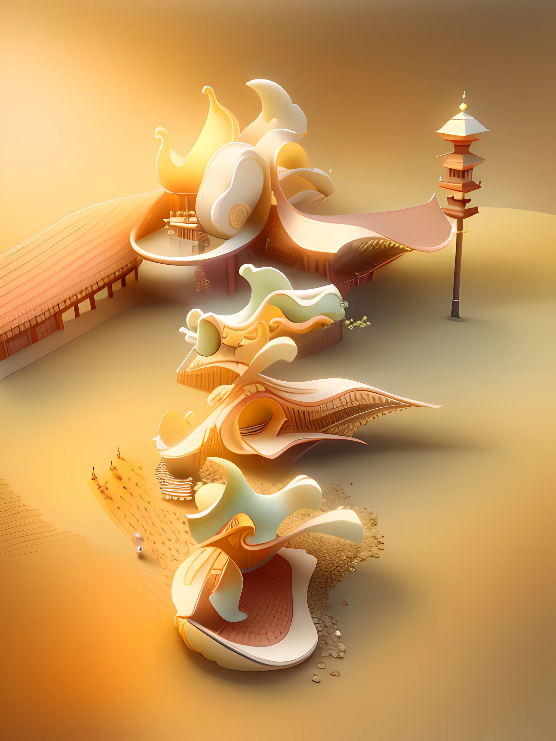 samurais,Mountains,Pavilions,a warm color palette,