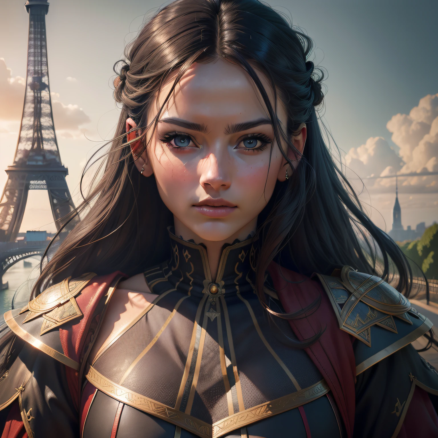 ModelShoot style, (Extremely detailed 8k wallpapers),Superheroes of different countries in the eyes of AI,mtu,nature backdrop,European face,Frenchman,The upper body is dressed in French clothing,The background is the Eiffel Tower,The perspective is viewed from the bottom up,Magnificent,iintricate, High detail, Dramatic, Fantasy world, Fantastic location, skin pore, very dark lighting, heavyshading, Detailed, Detailed face, (vibrant, photograph realistic, Realistic, Dramatic, Dark, Sharp focus, 8K), Heroes, Far away,