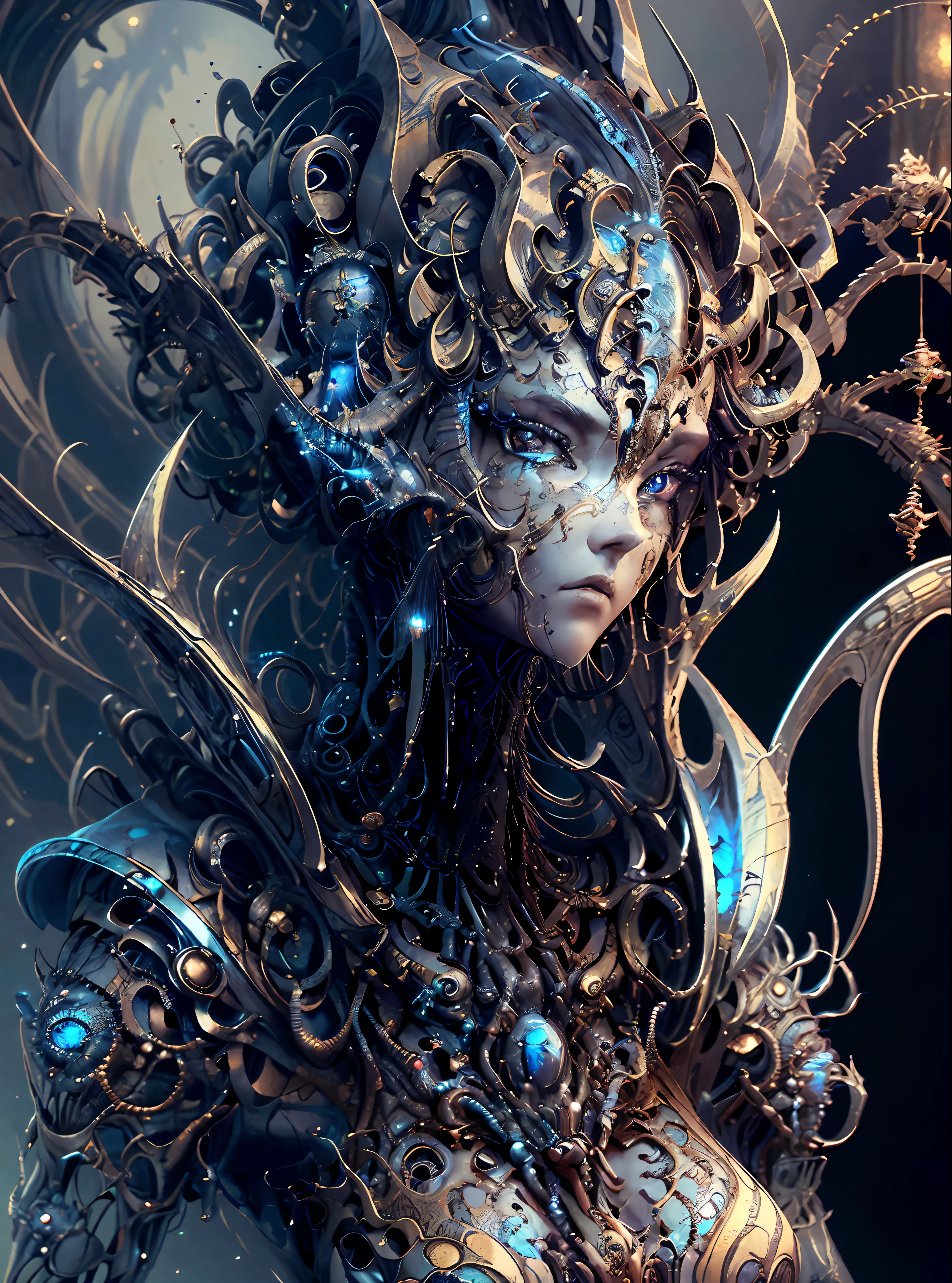 \(best quality, ultra-detailed, best illustration, best shadow, masterpiece, high res, professional artwork, famous artwork), (1girl, solo), looking at viewer, face only, detailed eyes, beautiful eyes, close up, scifi, colored sclera, robot eyes, facial marks, tattoos, (fractalized, fractal eyes), large eyes, wide eyes, (eye focus), face focus, cosmic eyes, space eyes,