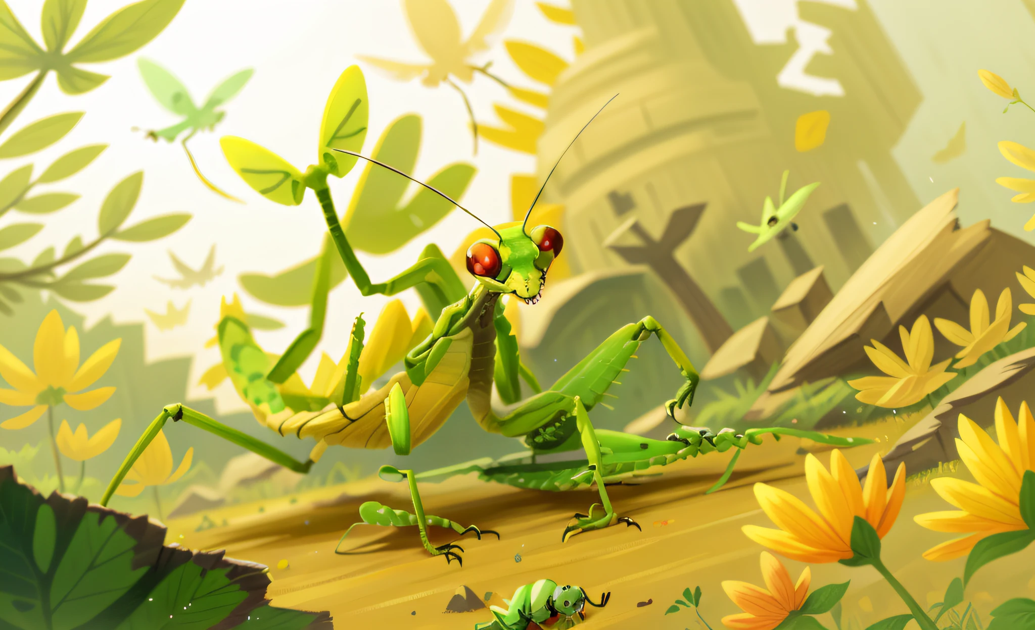 mantis,attacking,A fierce praying mantis