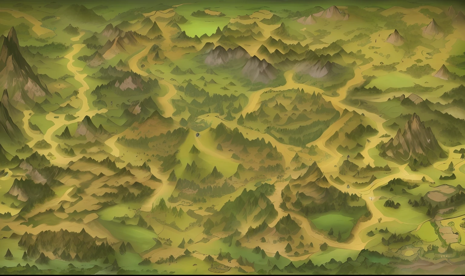 a map of a green area with many trees, gridless dnd map, rpg landscape, an isometric fantasy map, game map matte painting, vast forest, game map, mountainous area, rpg background, highly detailed map, r / battlemaps, isometric map, detailed fantasy map, fantasy map, steam workshop maps, battle map prop, simple fantasy map
