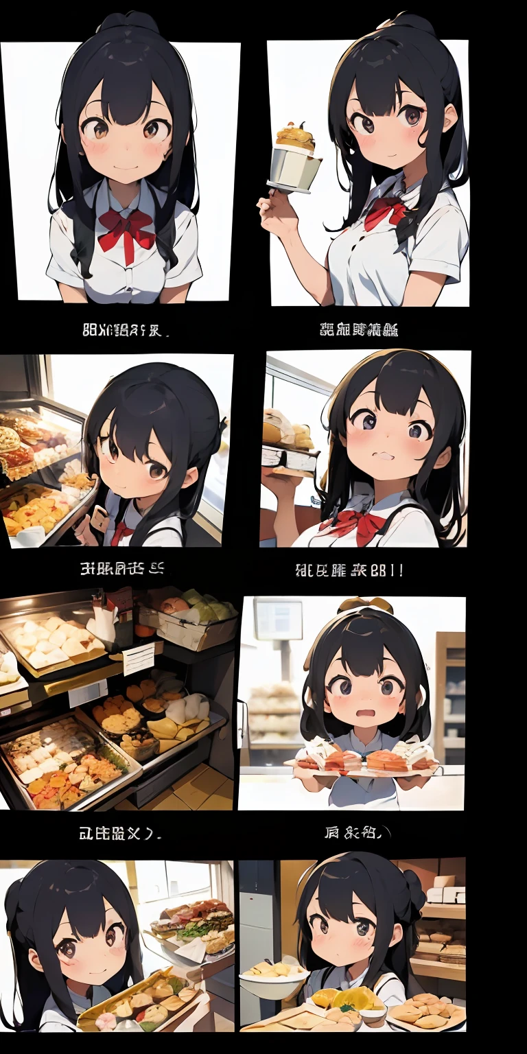 (CharacterDesignSheet,Same character full body,frontage,Lateral face,on back),absurd res, A high resolution, (巨作:1.4), A highly detailed, 1girll, From above, Dim sum shop,Make cakes, Snack costume chef, Sharp focus, (Cinematic lighting), (1girll), Slight smile
