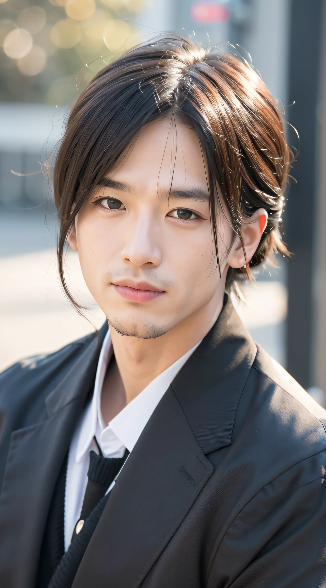 RAW Photography、Portrait photo of a very handsome man（Detail of skin details：1.2 times）、japanes、8k UHD、DSLR、Soft lighting、hightquality、Film particles、FujifilmXT3