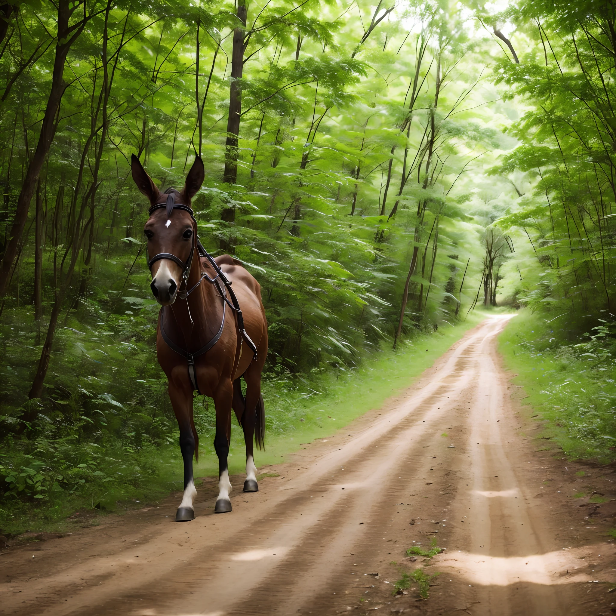 Mule wandering around a forest, beautiful image --auto