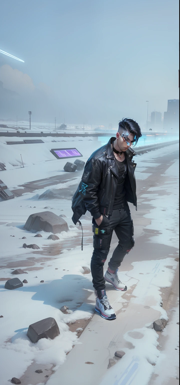 Change background cyberpunk handsome boy 1