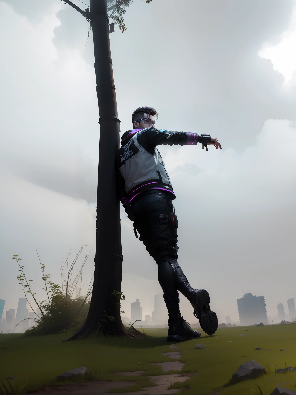 Change background cyberpunk handsome boy, realistic face, 8k,ultra realistic.