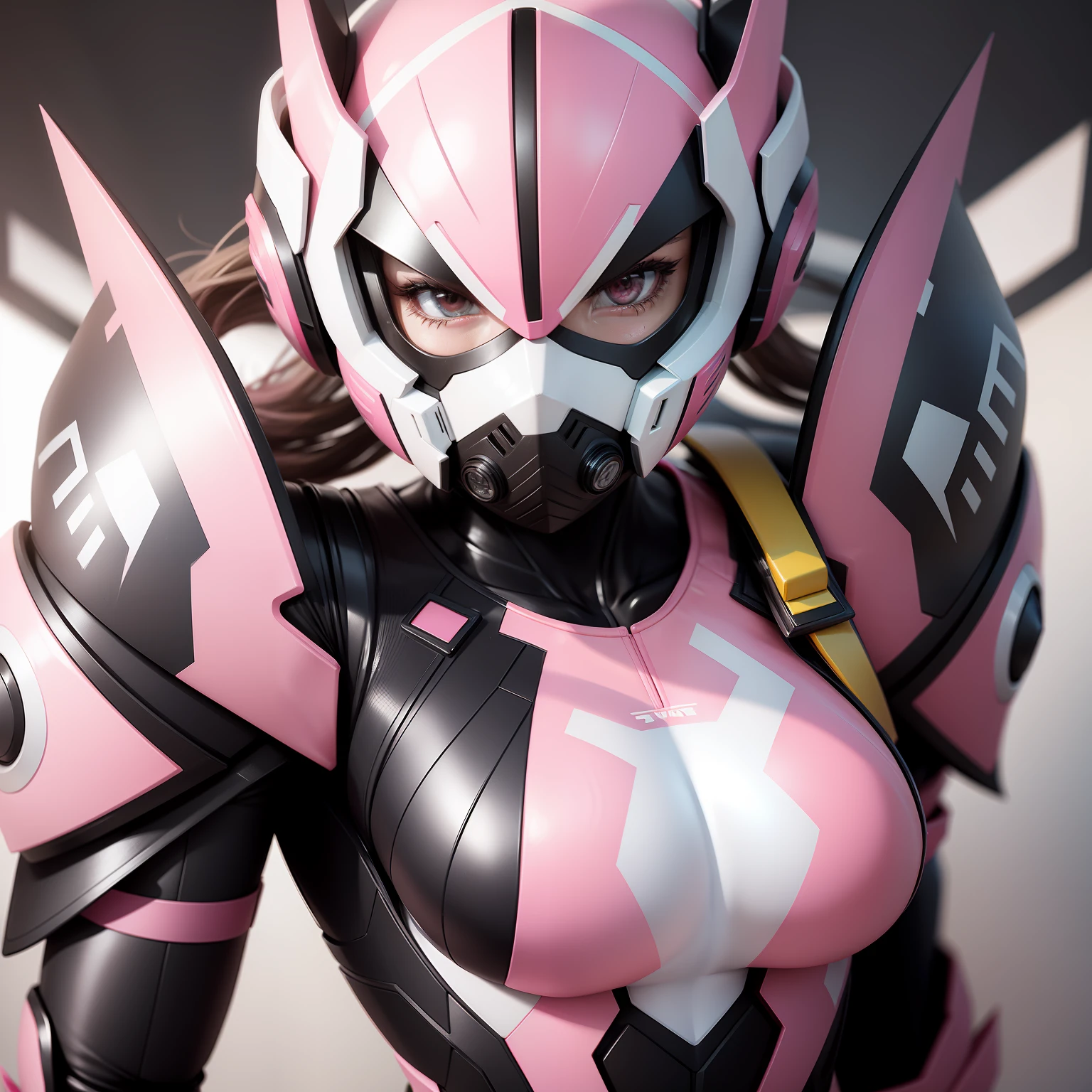Kamen Rider, shapes variations from swam, pink mixed with white, mask covering the her face