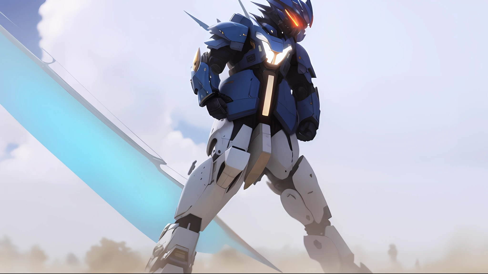 (Masterpiece, Best Quality: 1.3), Extreme Detail, Complex, 8k, HDR, Wallpaper, Cinematic Lighting, Sky, Flying, Holding a Weapon, Glowing, Armor, Glowing Eyes, Mecha, Realism, Mecha, Big Wings,