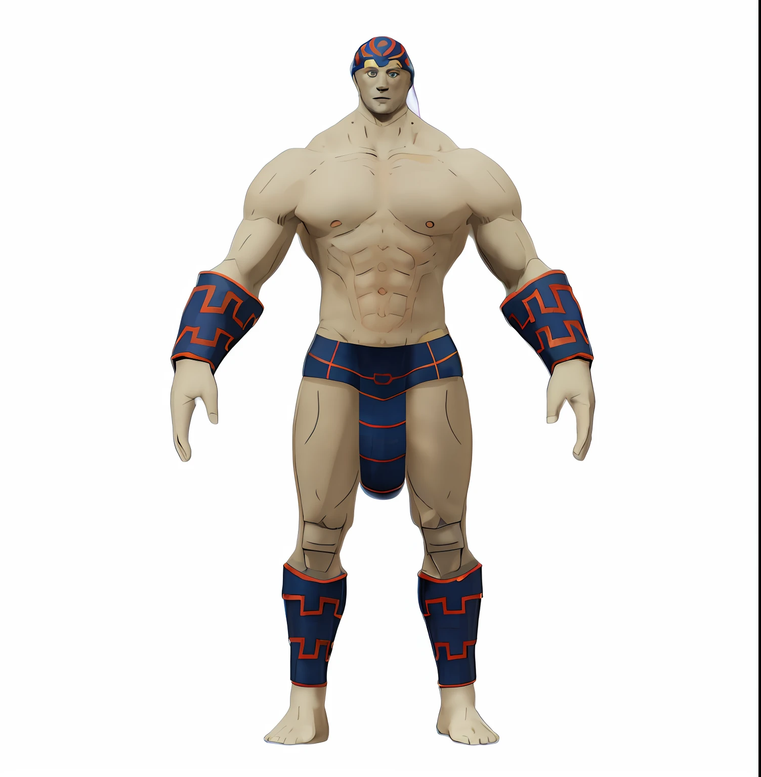 a close up of a toy figure of a man with a wrestling belt, technoviking male with no shirt, muscular character, full body concept, male djinn man demon hybrid, detailed humanoid, muscular male hero, wrestler, beefcake pose, full body render, full character body, djinn man male demon, complete detailed body, cel shaded pbr