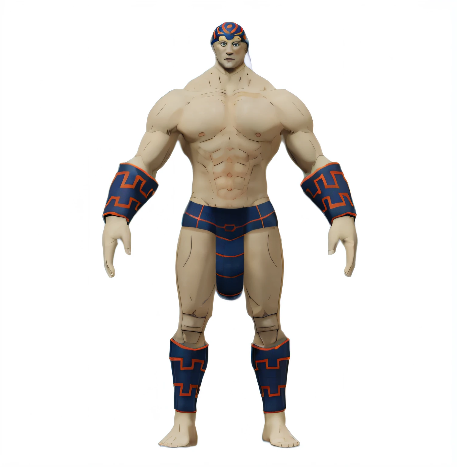 a close up of a toy figure of a man with a wrestling belt, technoviking male with no shirt, muscular character, full body concept, male djinn man demon hybrid, detailed humanoid, muscular male hero, wrestler, beefcake pose, full body render, full character body, djinn man male demon, complete detailed body, cel shaded pbr