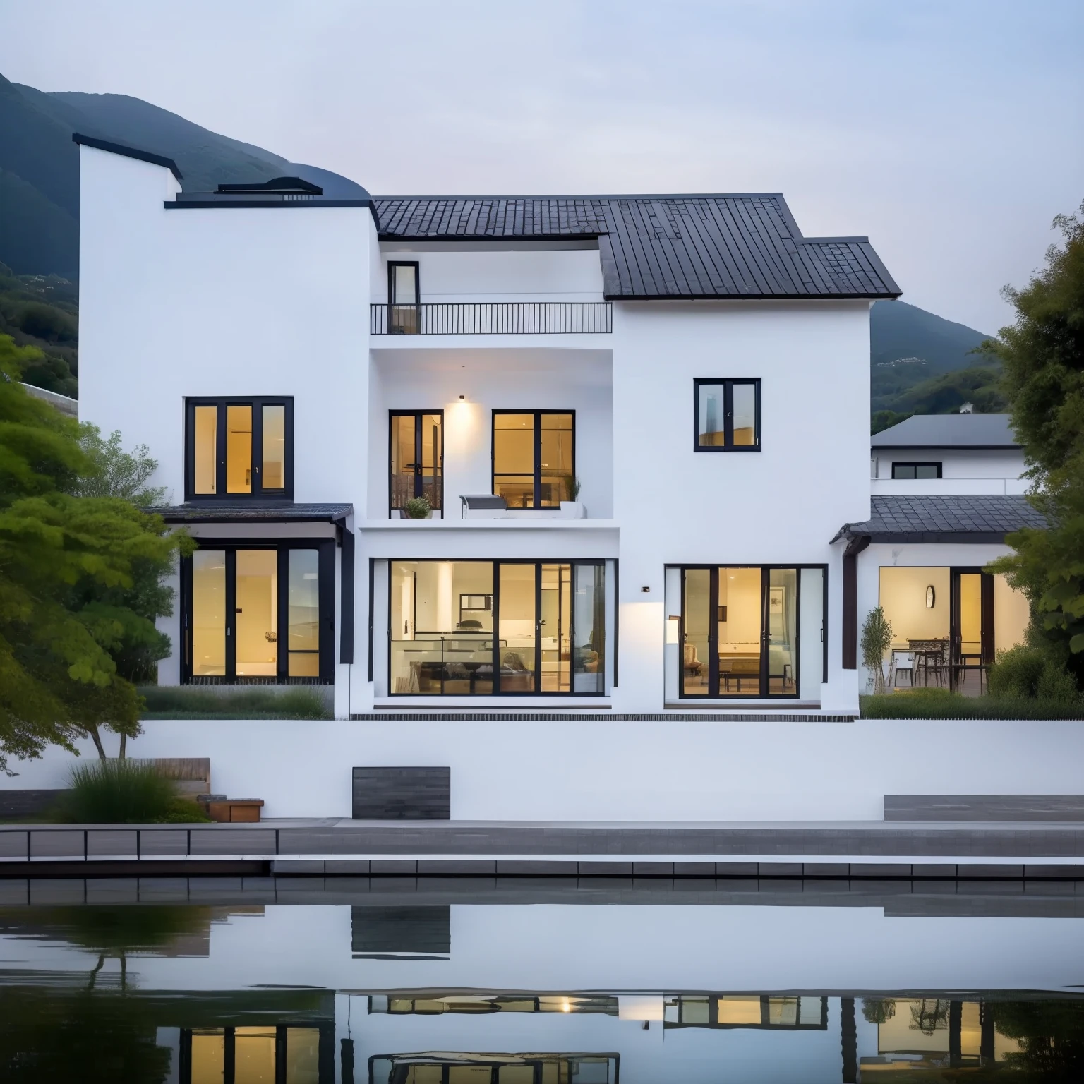 one house,Waterfront,single floor,200 square meters,cafe shop,Internet celebrities check in the waterfront landscape,wooden,White wall,Old objects