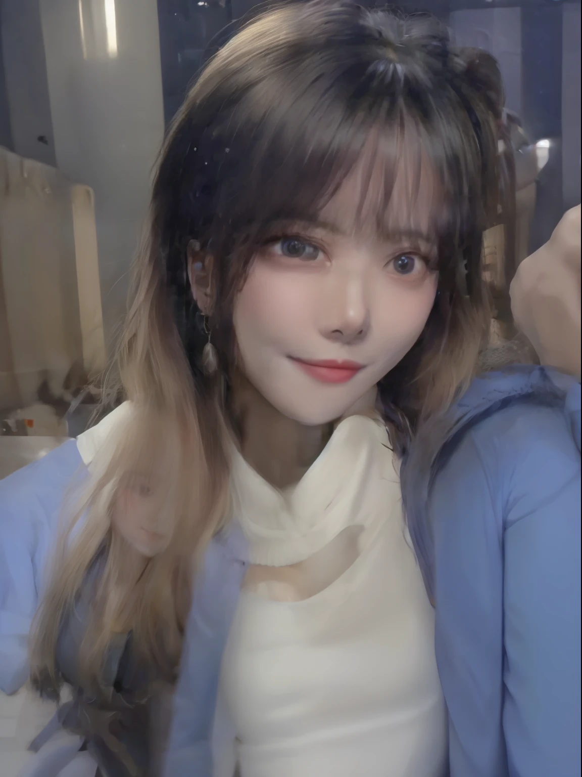 best qualtiy，tmasterpiece，超高分辨率，（realisticlying：1.4），RAW photogr，（True skin texture：1.3），（filmgrain：1.3），in a panoramic view，figure portrait，Very wide lens，a narrow waist，cowboy lens，（in the darkness nigth，deep shading，low tune，cold light，）the night，closeup cleavage，streaming tears， inside in room， dust， Tyndall effect， grieves， despondency， gloomily （expressioness）， sitted， （against a wall）， weeping， scowling， （low head）， Jumpy， teary， Solitude， 1girll，Beautiful details for eyes and face，White jabot，cropped shoulders，Brown eyes，The head-to-body ratio is balanced