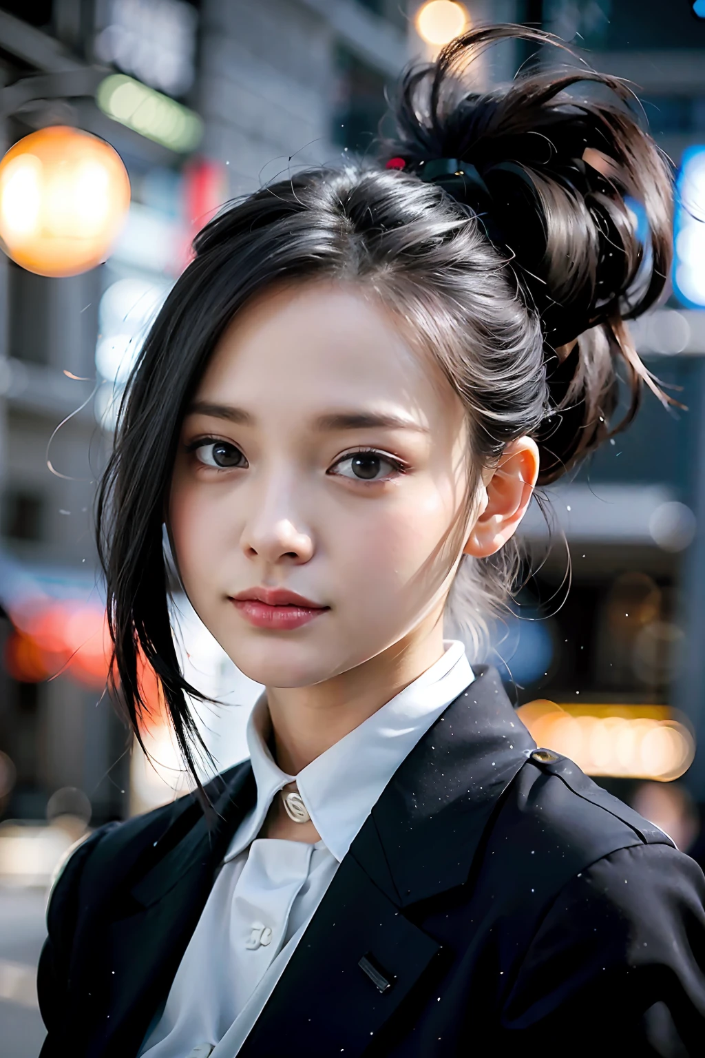 ((A dark-haired、Eight million、poneyTail、Long、Colossal tits、So many eyelashes、tthin eyebrows、short eyebrow、eyes are suspended、student clothes、White Uniform Shirt、blazers、a miniskirt、Angelic smile))、masterpiece、top-quality、hightquality、Awesome、Beautiful fece、hight resolution、Very high resolution、Raw photo、Best Illustration、hyper realisitic、1girl in、realisitic、The ultra-detailliert、Photorealsitic、incredibly absurdness、a closeup、Floating hair、Soft light、Cinema Lights、depth of fields、blurry backround、bokeh dof:1.4、eyes focus、85mmレンズ、professionally lit、lensflare、Luminous particles:0.6、Professional Writing、portlate:0.6、Photon mapping、Radio City、physically-based renderingt、Transparency、a japanese girl、sexual excitement:1.5、Lifelike face、Realistic body、real looking skin、well-styled、camel's toe、light skinned:1.1、cute little:1.5