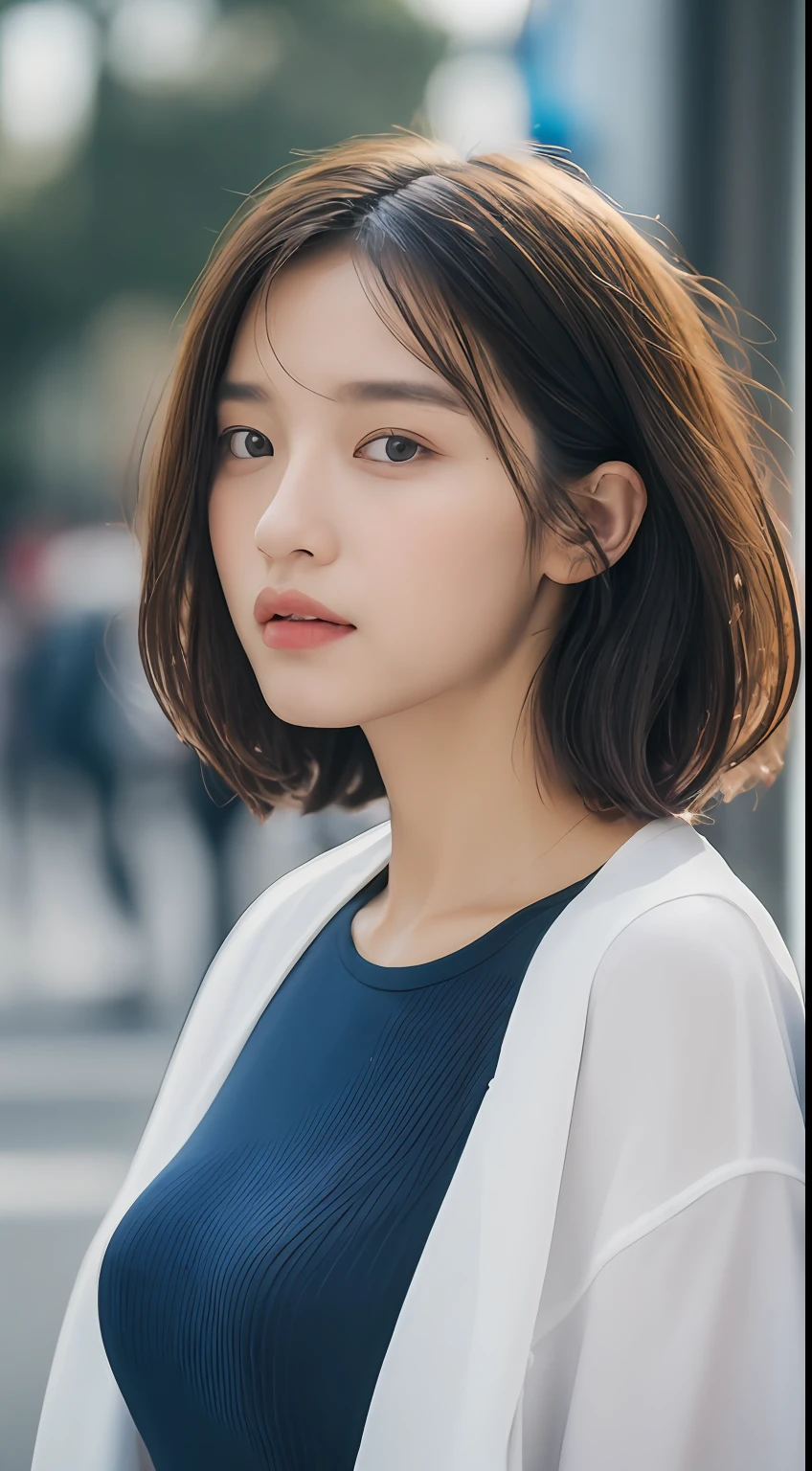 ((Best Quality, 8K, Masterpiece:1.3)), Focus: 1.2, Perfect Body Beauty: 1.4, Buttocks: 1.2, ((Layered Haircut, Breasts: 1.2)), (Wet Clothes: 1.1) , (Rain, Street:1.3), Bandeau Dress: 1.1, Highly Detailed Face and Skin Texture, Delicate Eyes, Double Eyelids, Whitened Skin, Long Hair