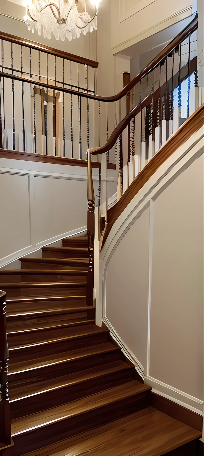 Complete staircase display,Access to the upper floor,Stairwell