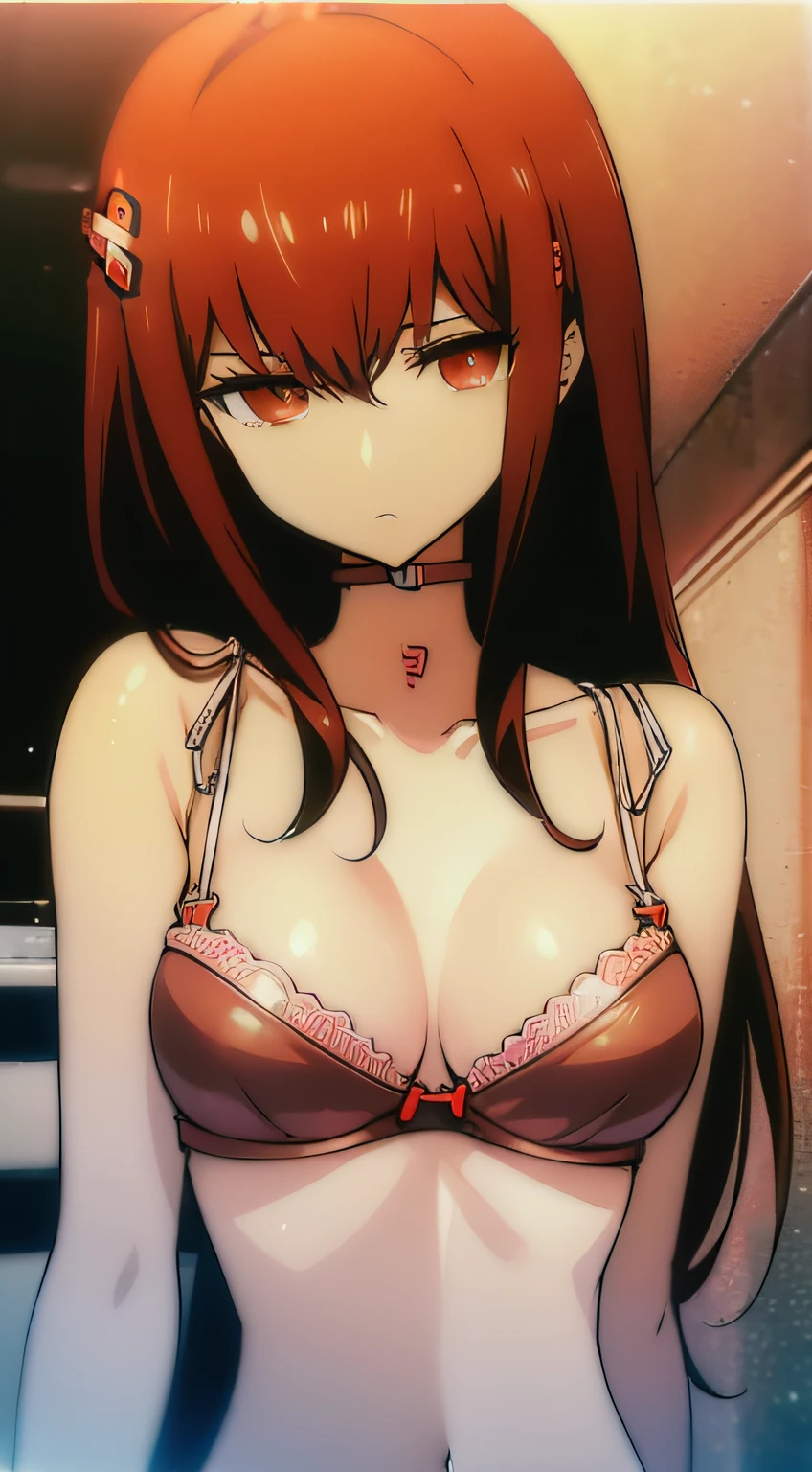 (((kurisu makise)))，１a person、View here，Eyes have light、(((Bra and panties)))、(NSFW)