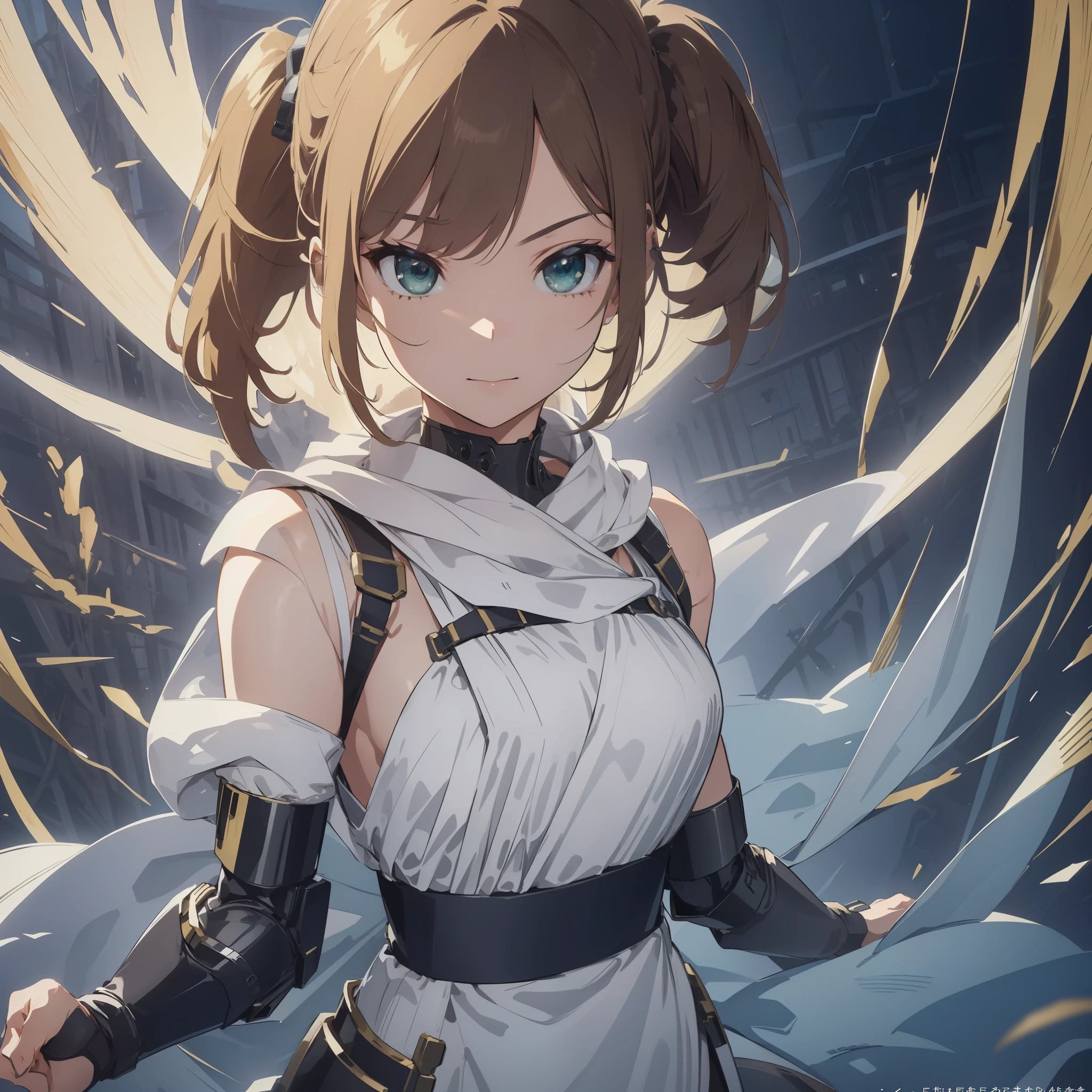 （CharacterDesignSheet,Same character full body,frontage,Lateral face,on  back)，Masterpiece, Best quality, film, offcial art, Propaganda art, s whole body, Special forces movie wallpaper, Highly detailed CG integrated 4k wallpapers, intricately details, White background, Full body like, sface focus, concept-art, production art, ( , A high resolution, (hentail realism, Realistis:1.2), physically-based renderingt, Machinery, Reflection, hentail realism, cyber punk perssonage, Symmetrical front view close-up headshot eyes, Symmetrical face, very sharp, realistic focus, Award-winning matte drawing, Cinematic light， mekka, (illustration: 1.1), Slim, Fair skin, A delicate face, king robe, Shine, Tights, (cabellos largos dorados), Green eyes, battlefield, chips, Shine, sword, Village_v0.3, Cybernetics_No jaw, mechanicalparts, Cybernetics