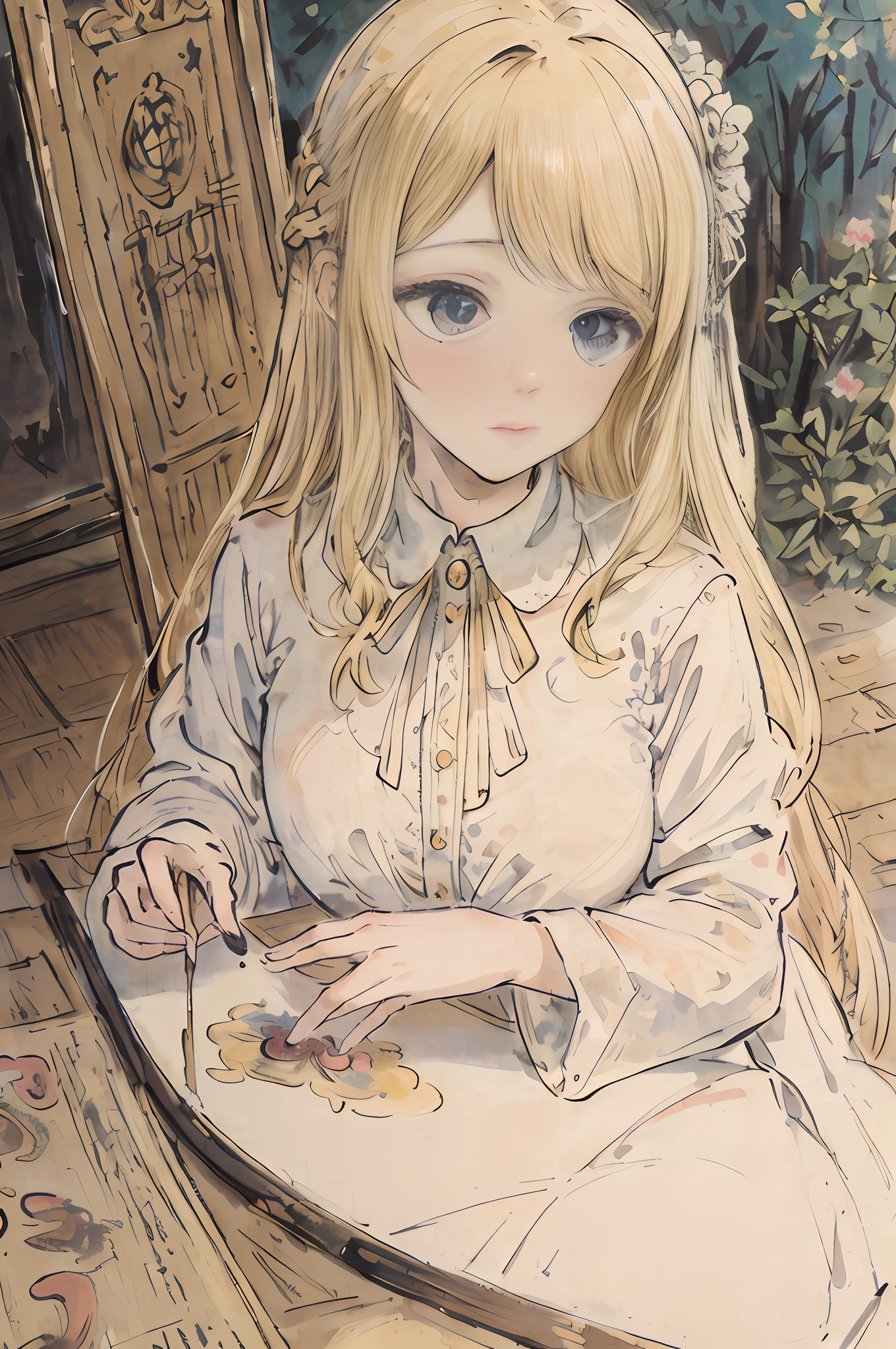 Masterpiece, top quality, very delicate and beautiful girl, very delicate and beautiful, world masterpiece theater, super definition, top quality, blonde, high res, very elaborate, girl, top quality, illustration, look at the viewer people, impasto, canvas, oil painting, realism, realistic