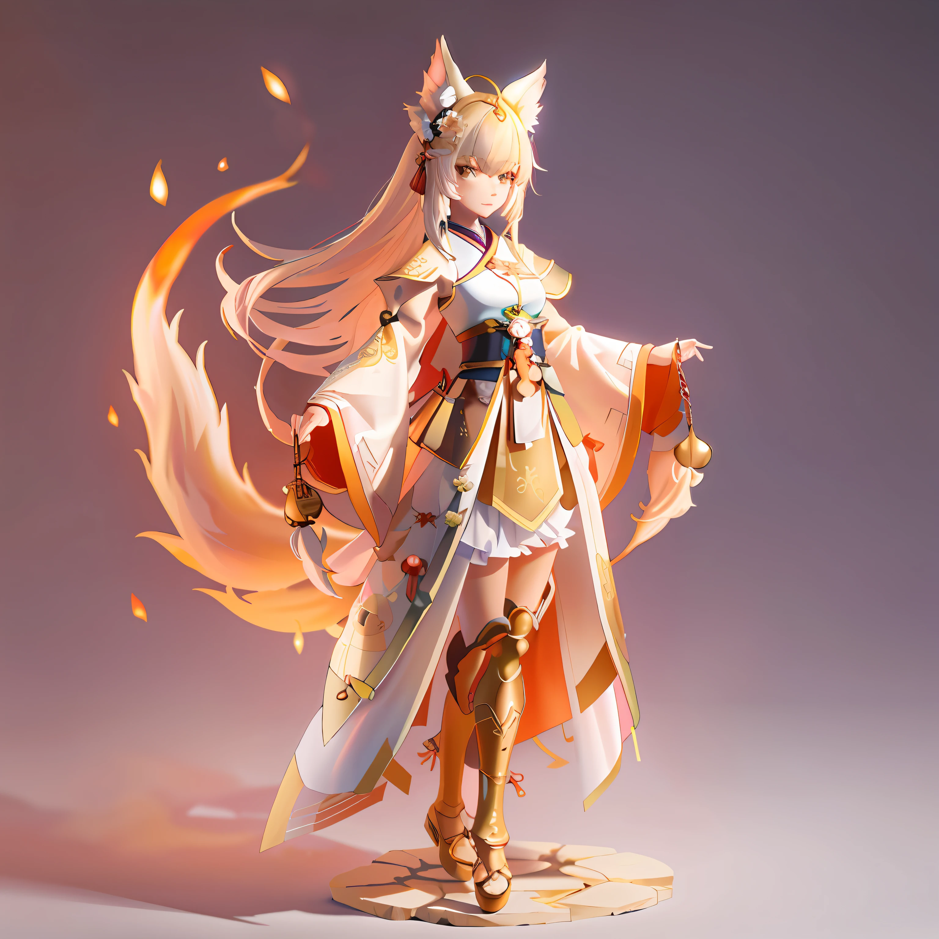 Close-up of a statue of a woman holding a sword, fox nobushi, Onmyoji detailed art, Keqing from Genshin Impact, kitsune holding torch, kitsune inspired armor, zhongli from genshin impact, Ayaka Genshin impact, Kitsune, ayaka game genshin impact, onmyoji, Genshin
