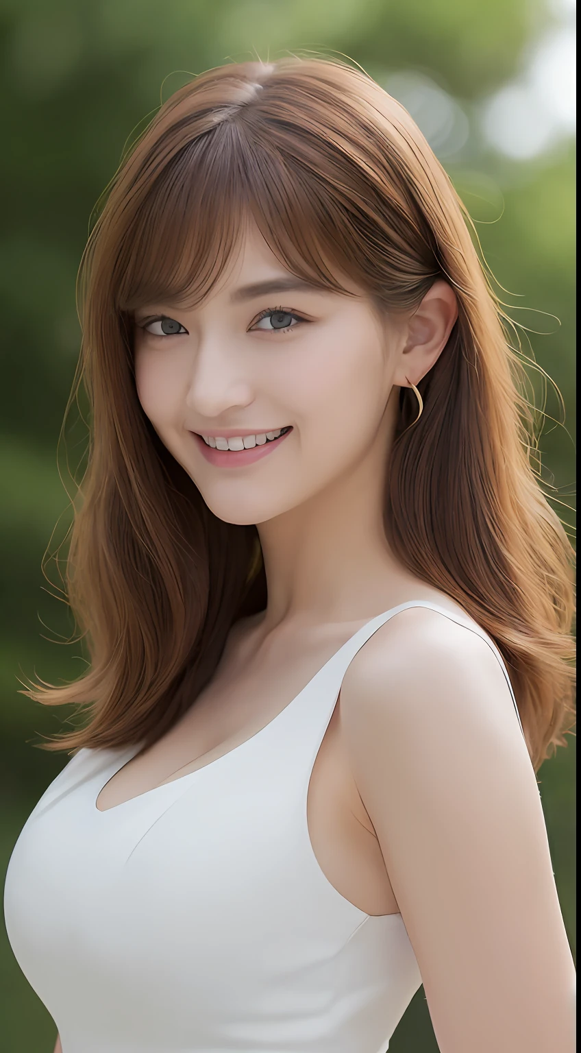 ((top-quality、8K、masterpiece:1.3))、20 years girl、Slim Abs Beauty:1.3、(Hairstyles Brown Hair Shortcuts、Colossal tits:1.2)、doress:1.1、Super fine face、Delicat eyes、二重まぶた、A smile、Home、Raw photo