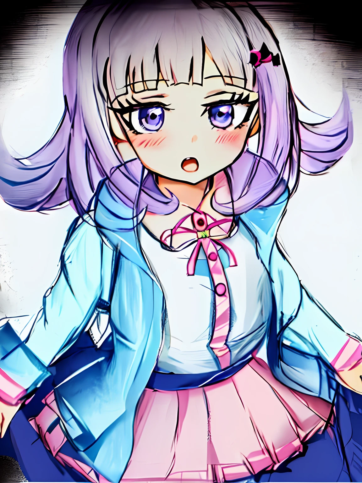 Draw a girl with long hair and hair bow, anime sketch, anime moe art style, anime shading), small curvaceous loli, an anime drawing, flat anime style shading, anime shading, anime style drawing, Portrait of an anime girl, Anime Paintings, Anime girl, An anime girl, up of young anime girl, portrait of an anime girl, comic drawing