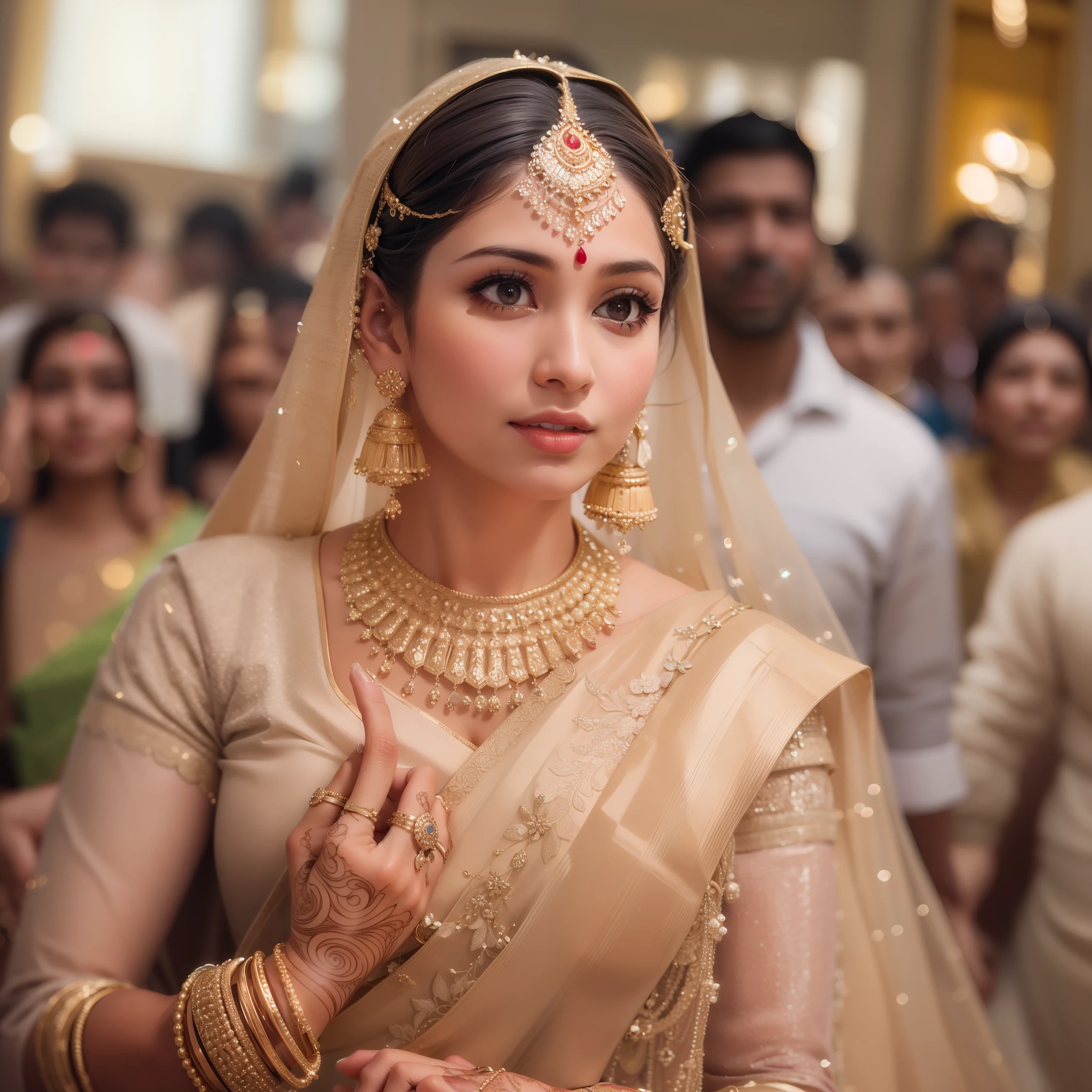 (Masterpiece,topquality)8k,32k,ultrarealistic A mesmerizing blend of tradition and elegance, the beautiful bride is a sight to behold in her graceful saree and exquisite jewellery!(perfect eyes, lips, face,) lips are detailed, eyes on position, (huge breasts 1.2) 1girl, solo shoot, half body views,
Make wedding planning easy and hassle free! ShaadikiTaiyari Aasaan Hai!
#wedding #bridallook #indianwedding #weddingphotography #bridaljewellery #weddingmakeup #weddingsaree #shaadikitaiyari #weddinginspiration6