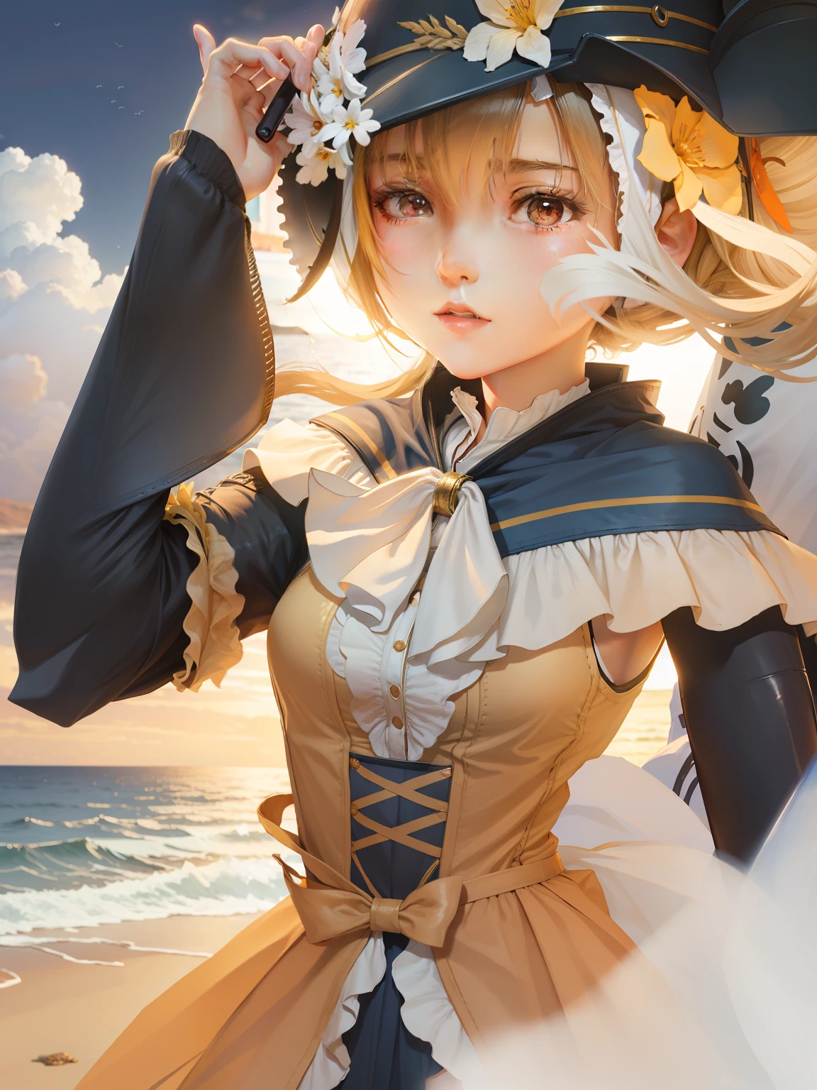 A young girl by the sea