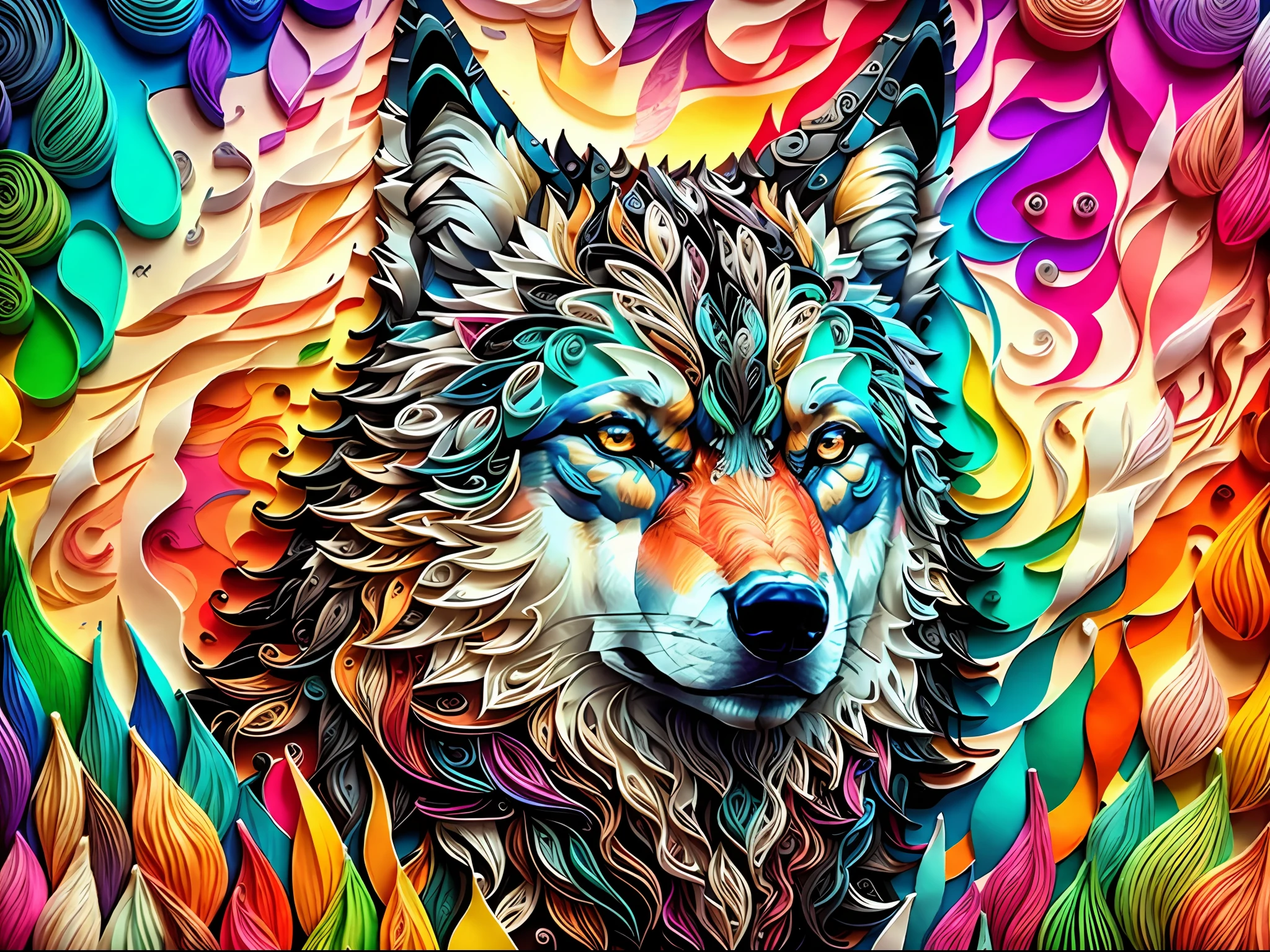 wolf, multi dimensional quilling paper, art, chibi,
yang08k, beautiful, colorful,
Masterpieces, top quality, best quality, official art, beautiful and aesthetic,((16k ultra realistic))