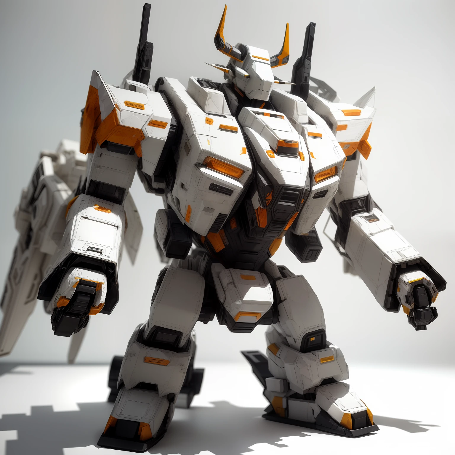 （Mecha cattle)，White background，(paper art, Quilted paper art:1.2, geomerty:1.1, zentangle,a 3D render), (Extremely colorful, Best quality, high detal, Masterpiece, Cinematic lighting, 4K)