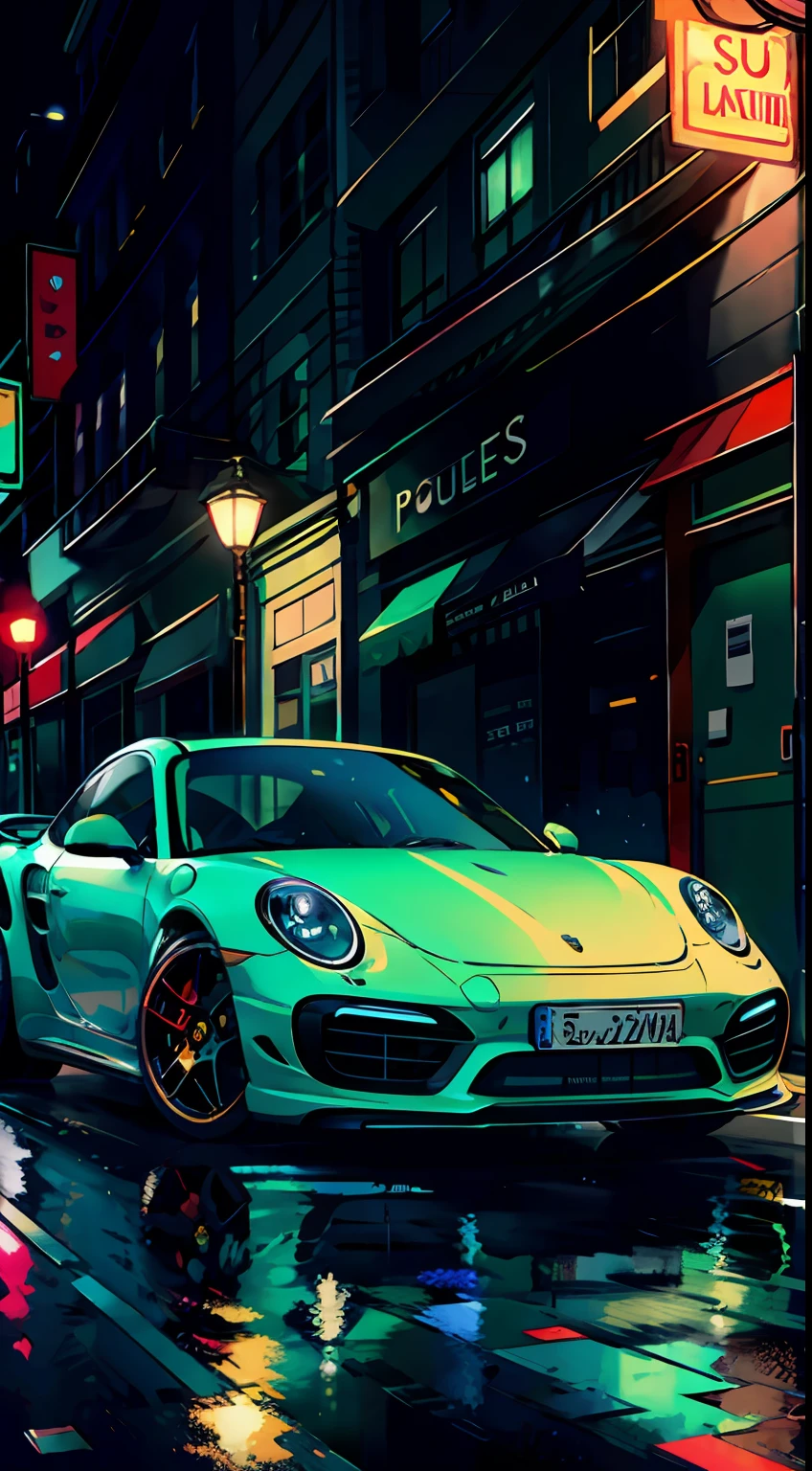 porsche 911 turbo s, ((green))