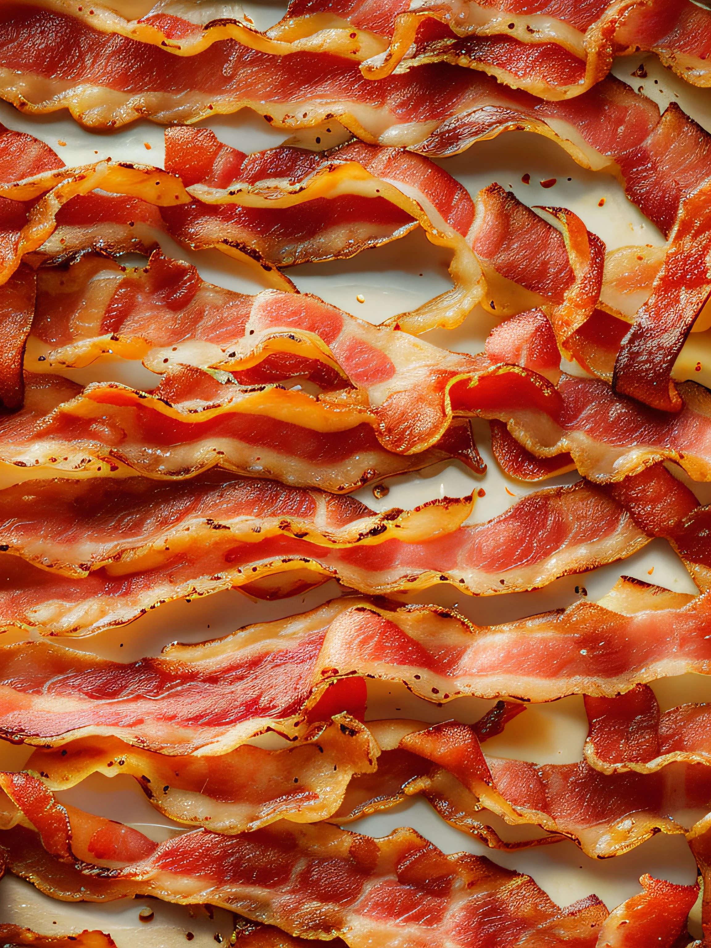 luscious, Bright and appetizing bacon, With high detail, cinematic style with HDR effect, created with Adobe Lightroom.