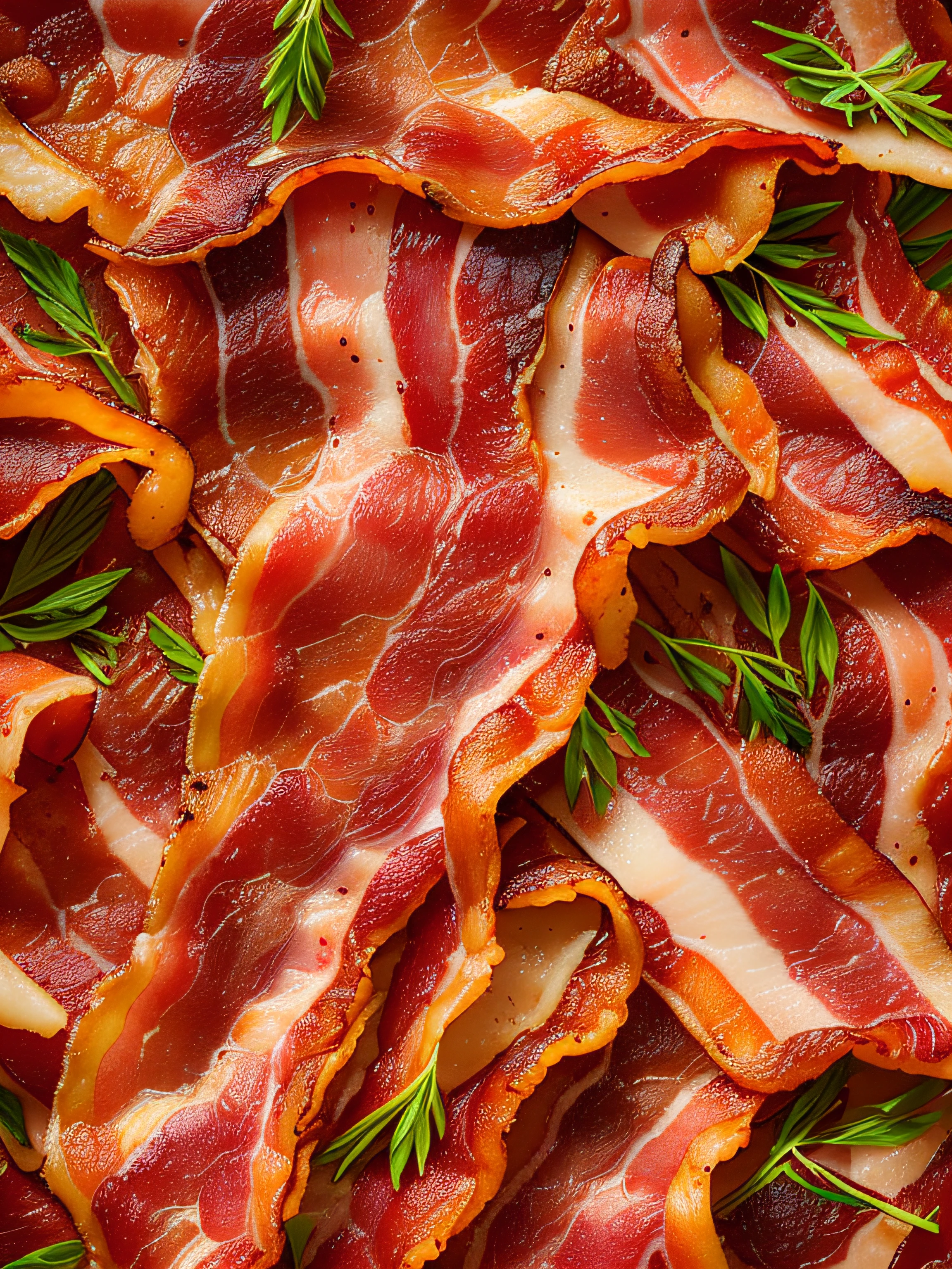 luscious, Bright and appetizing bacon, With high detail, cinematic style with HDR effect, created with Adobe Lightroom.