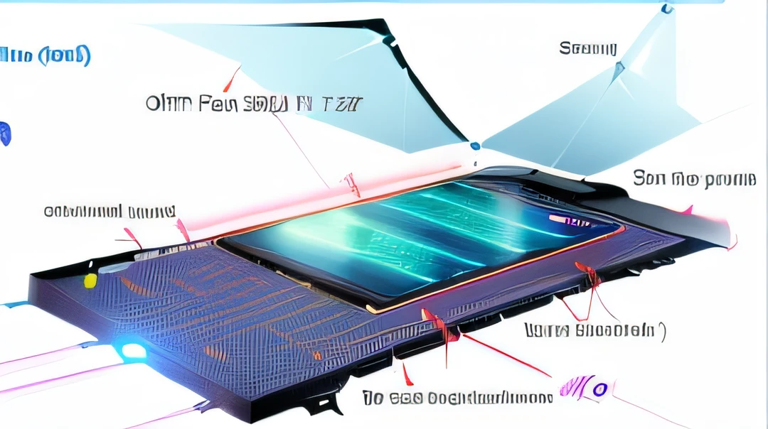 Schematic diagram of a solar cell for the production of solar cells, electronics see through, subsurface light transmission, scifi nanowires on skin, photolithography, oled visor for eyes, glowing oled visor, detailed scientific diagram, modular graphene, scientific diagram, Quantum sensor resonator, soft opalescent membranes, Science fiction-, scientific photo