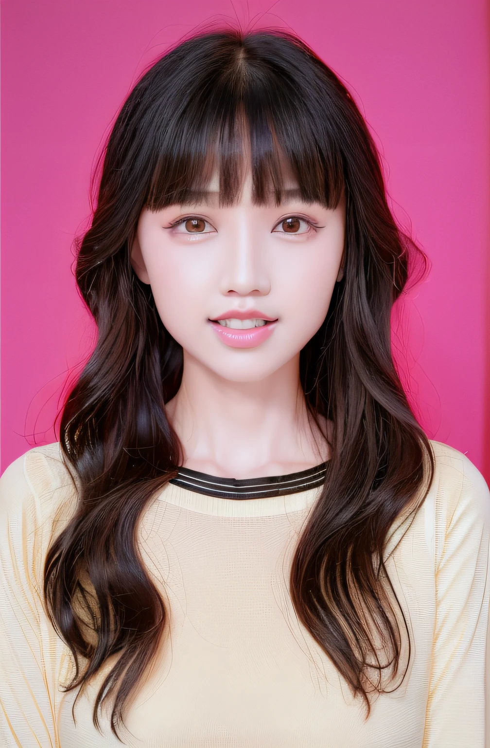 Aaramet woman posing for photo with long black hair and bangs, xision wu, xintong chen, Li Zixin, Yun Ling, Zhang Pengzhen, shaxi, Lu Ji, chengyou liu, inspired by Ma Yuanyu, Zhang Wanting, yanjun cheng, wenfei ye, headshot profile picture, zhelong xu, xue han