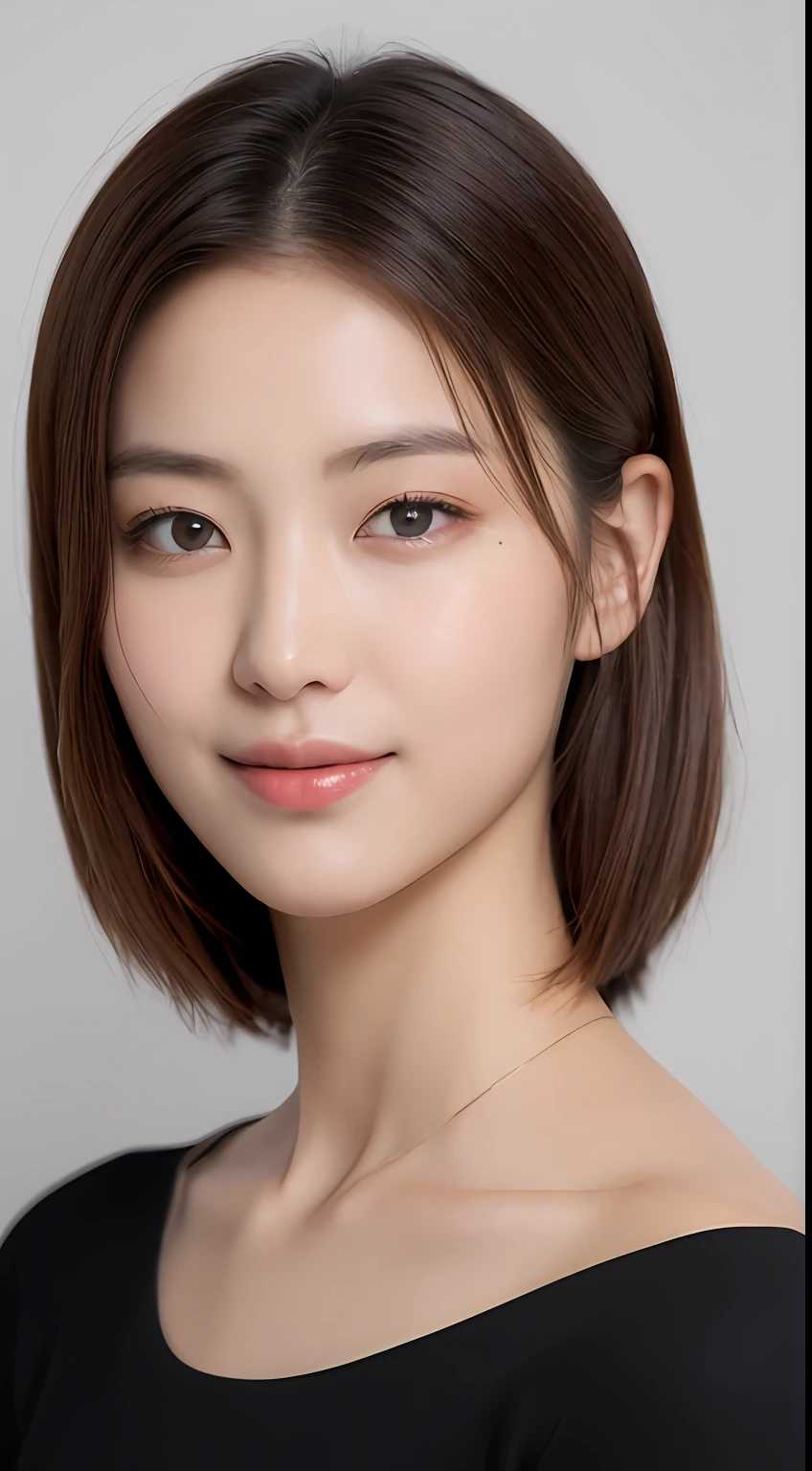 ((top-quality、8K、masterpiece:1.3))、Beautiful 20 year old girl with perfect body shape、K-pop Idol Face、Slim Abs Beauty:1.3、(Hairstyles Brown Hair Shortcuts、Colossal tits)、doress:1.1、Super fine face、Delicat eyes、二重まぶた、A smile with shame、Duan、Raw photo