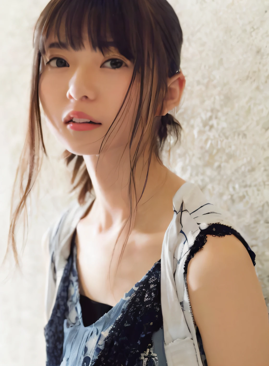 Close up portrait of woman holding bag on shoulder, chiho, Shiori Teshirogi, 奈良美智, Yasumoto Oka, by Tadashi Nakayama, Sui Ishida, Aoi Ogata, harumi, Ai Yazawa, Chiho Ashima, shikamimi, Kimi Takemura