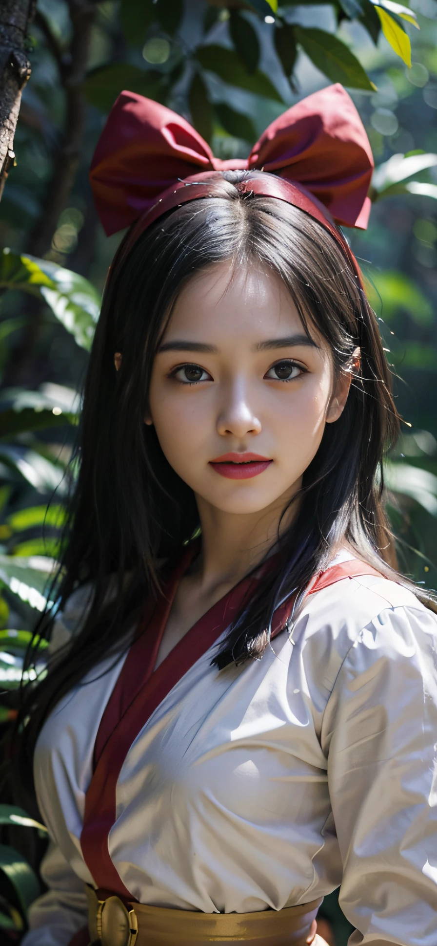 (ultra-detailed, CG ,unity ,8k wallpaper),(masterpiece),(realistic),(photorealistic:1.2),(raw photo:1.2), (best quality:1.2), (detailed face :1.4),(beautiful detailed eyes :1.2),(detailed hair),light on face, huge filesize ,cinematic lighting, 1girl,nishikigi chisato, red ribbon, (lycoris uniform, two-tone dress, grey dress, pleated dress, belt, red belt,neck ribbon, blue ribbon, long sleeves,) smile, pov, effects,