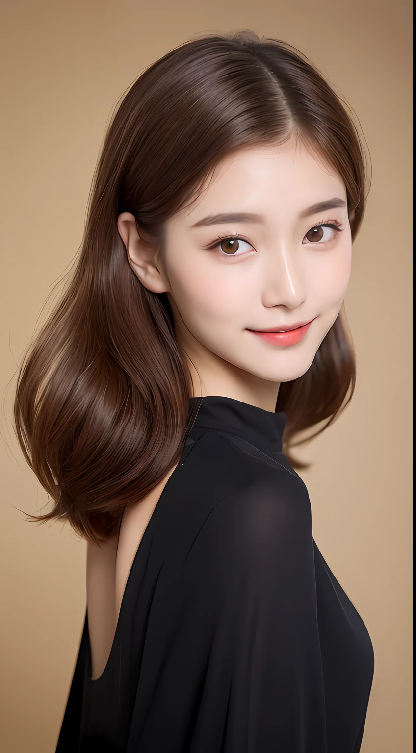 ((Best Quality, 8K, Masterpiece: 1.3)), 1 Girl, Slim Abs Beauty: 1.3, (Hairstyle Brown Hair Shortcut, Big: 1.2), Dress: 1.1, Super Slender Face, Delicate Eyes, Double Eyelids, Smile, Home, Raw Photo