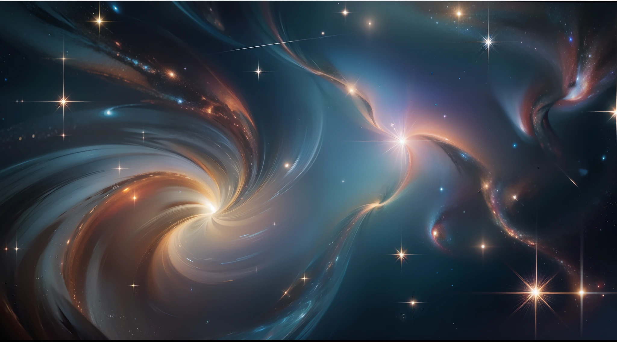 A beautiful starry sky in space. Countless stars are shining, and galaxies are swirling.