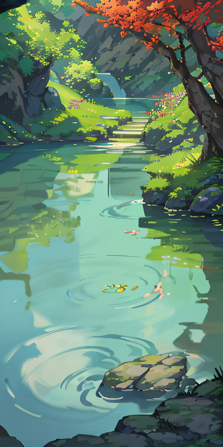 Chinese ancient times, spring, jungle, lake, cave, waterfall, tree, meadow, rock, deer, hot spring, water vapor, (illustration: 1.0), epic composition, realistic lighting, HD details, masterpiece, best quality, (very detailed CG unified 8k wallpaper)