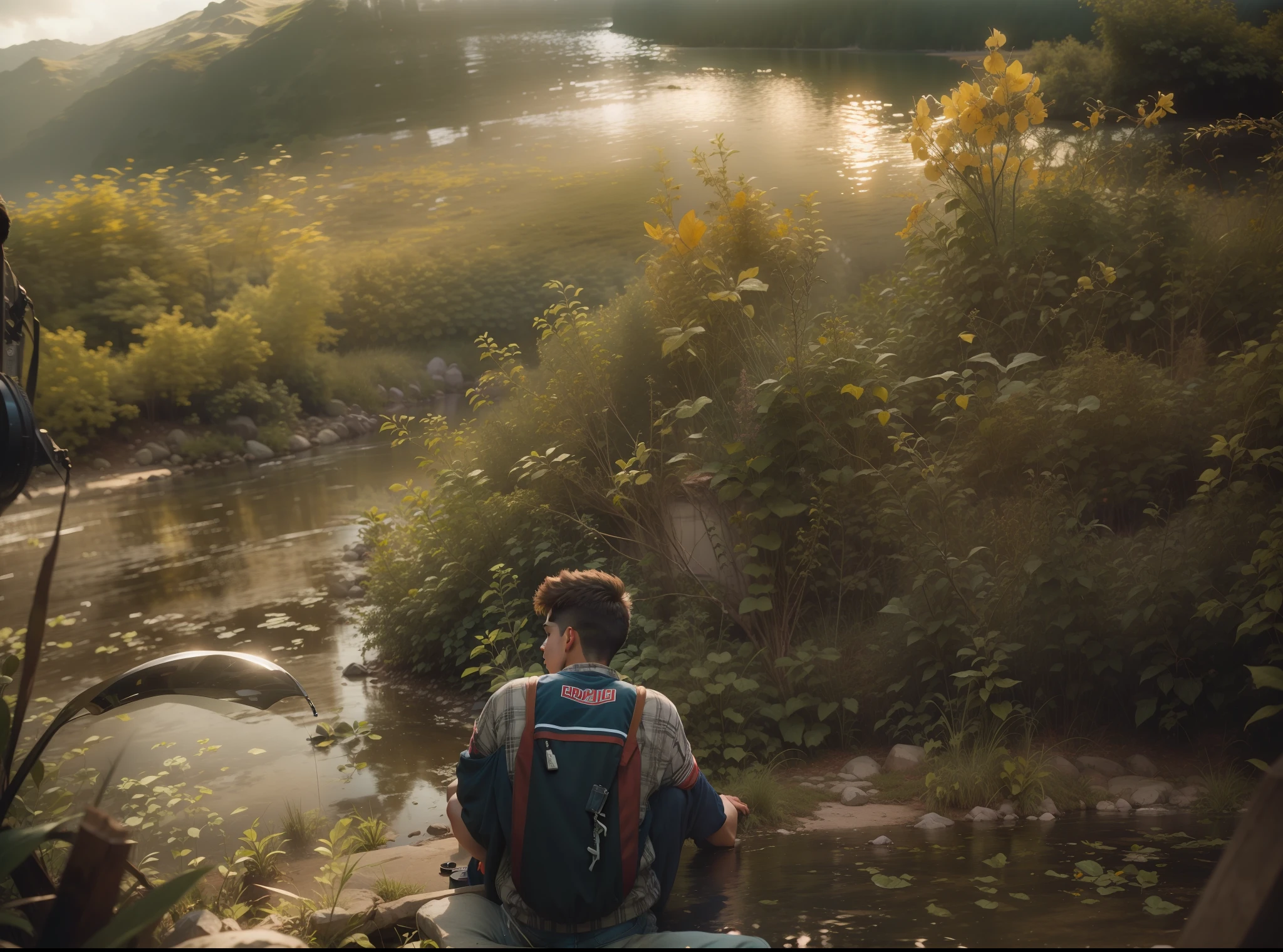 film photography portrait of a teenage guy, hyperrealistic, overcast lighting, shot on kodak portra 200, film grain, nostalgic mood