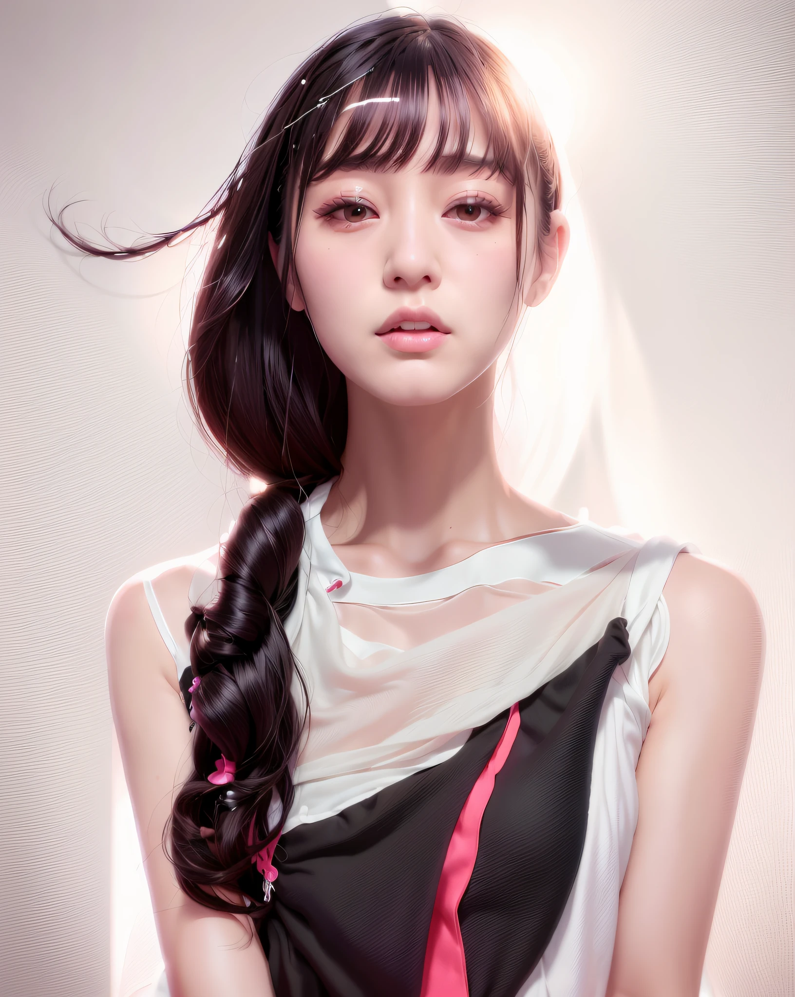 Arad woman with long black hair in pink dress, shaxi, Li Bingbing, Xianxia, Li Zixin, Zhang Jingna, Fan Bingbing, jia, thin lustrous hair, Yun Ling, xianxia fantasy, lulu chen, Lu Ji, jinyiwei, inspired by Zhang Yan, xintong chen, inspired by Zhang Yin