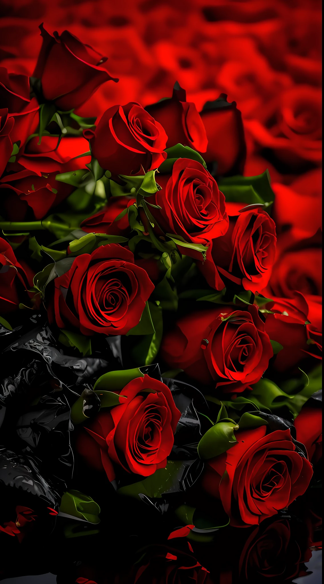 Rose lying on the beach,The background is the ocean, roses in cinematic light, Red roses, rosses, rosette, Black roses, red roses at the top, rose background, a few roses, small red roses, author:Alexander Fedosav, laying on roses, Romantic!!!, alexey egorov, Red neon rose, black and red