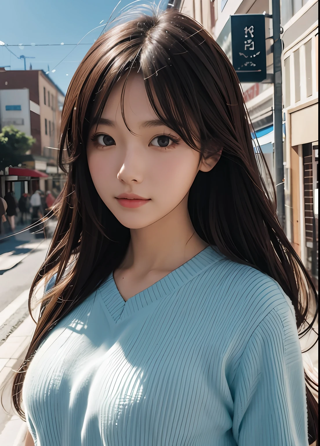 (best-quality:0.8),
(best-quality:0.8), perfect anime illustration, extreme closeup portrait of a pretty woman walking through the city