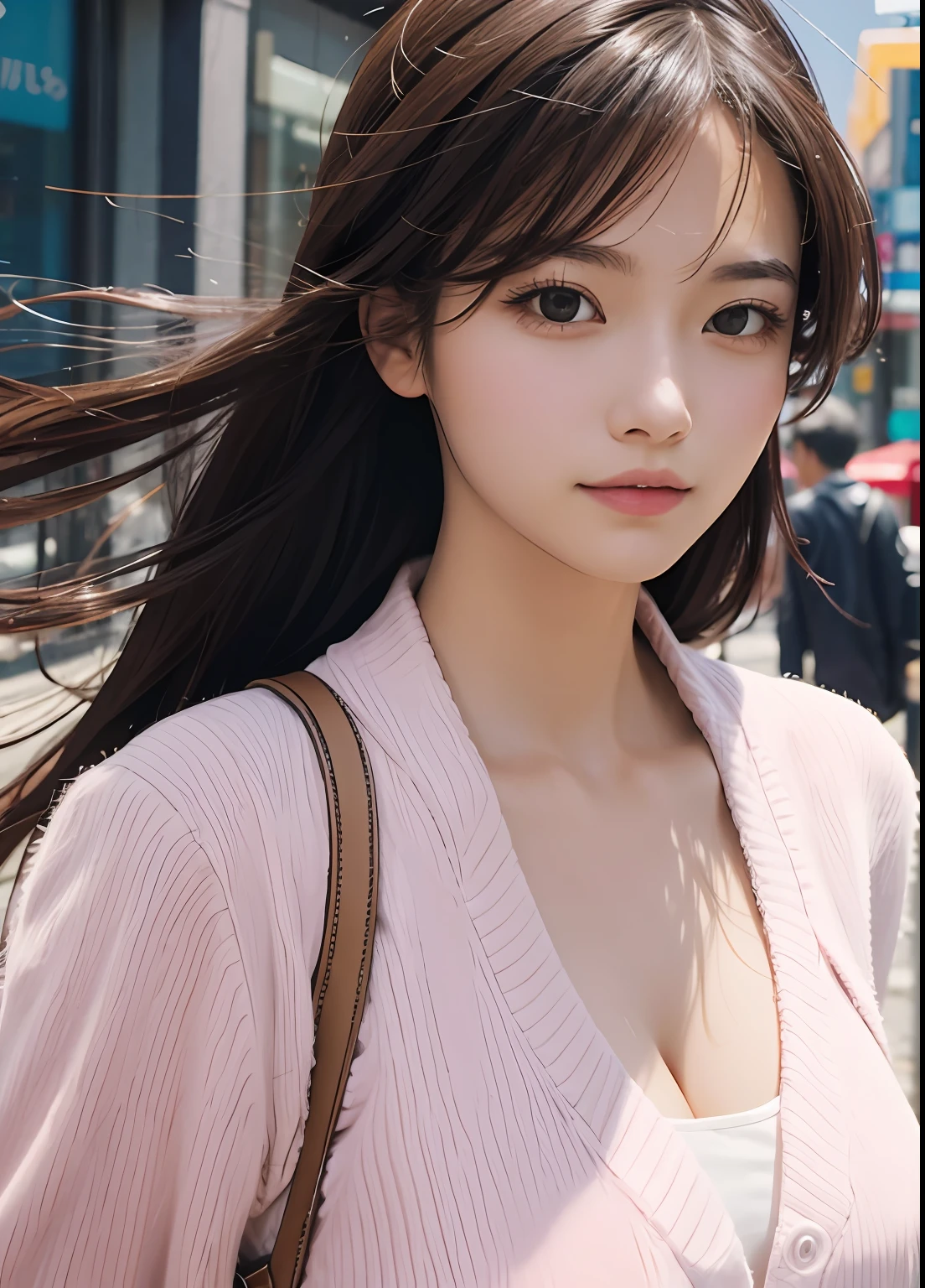 (best-quality:0.8),
(best-quality:0.8), perfect anime illustration, extreme closeup portrait of a pretty woman walking through the city