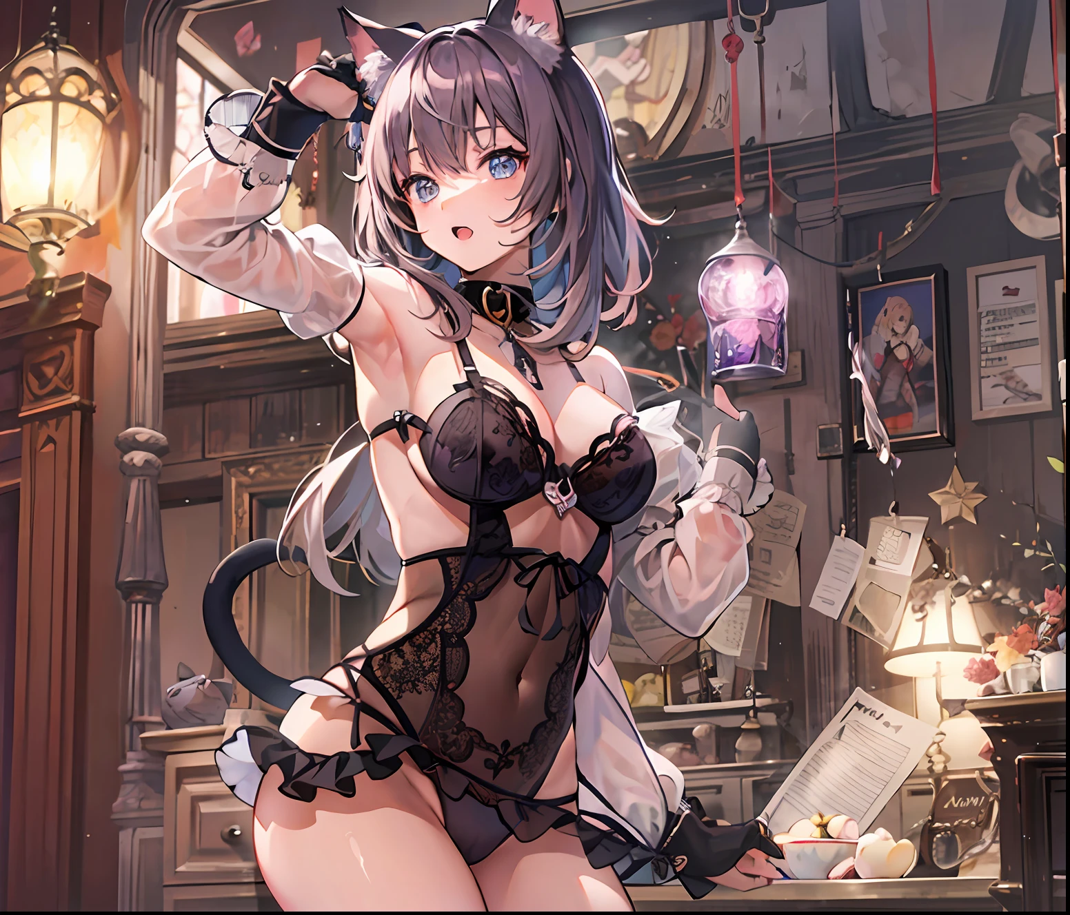 Anime catgirl, lingerie