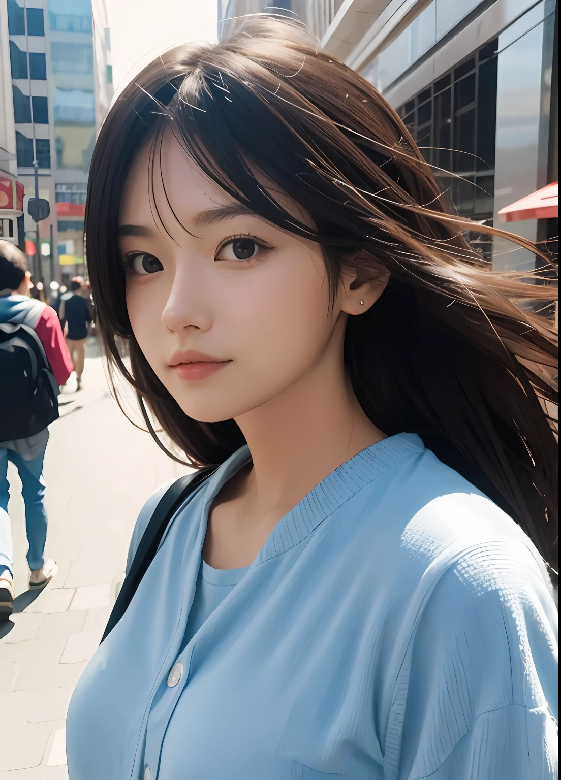 (best-quality:0.8),
(best-quality:0.8), perfect anime illustration, extreme closeup portrait of a pretty woman walking through the city