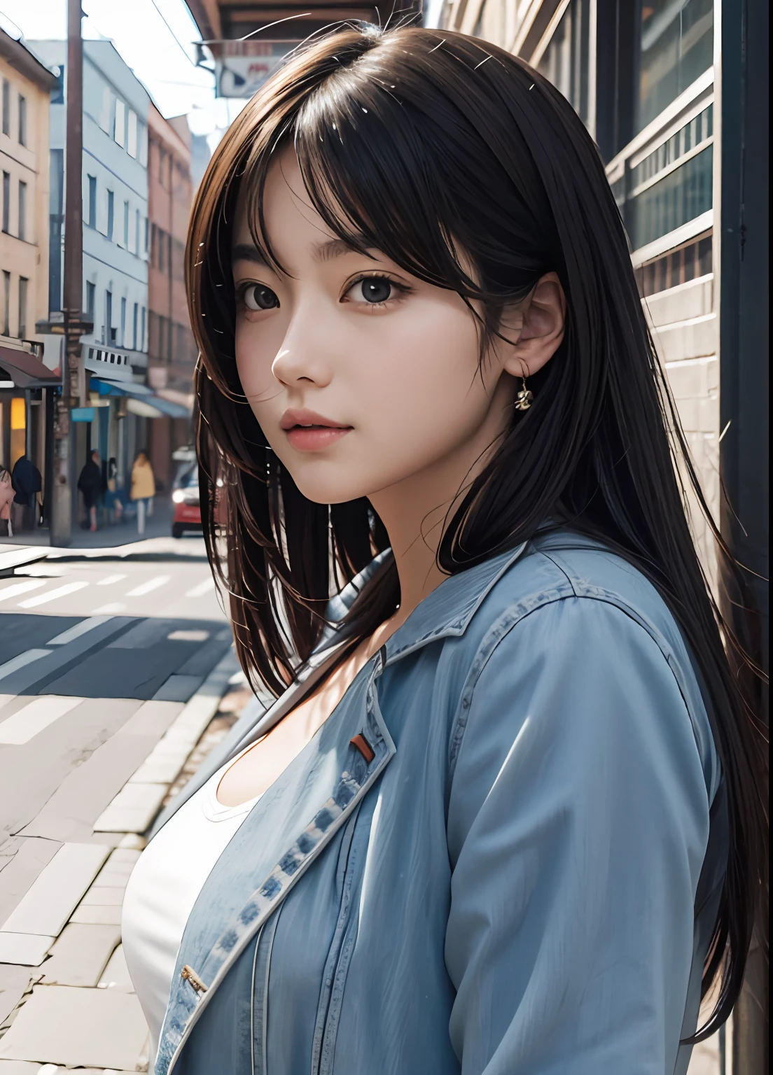 (best-quality:0.8),
(best-quality:0.8), perfect anime illustration, extreme closeup portrait of a pretty woman walking through the city